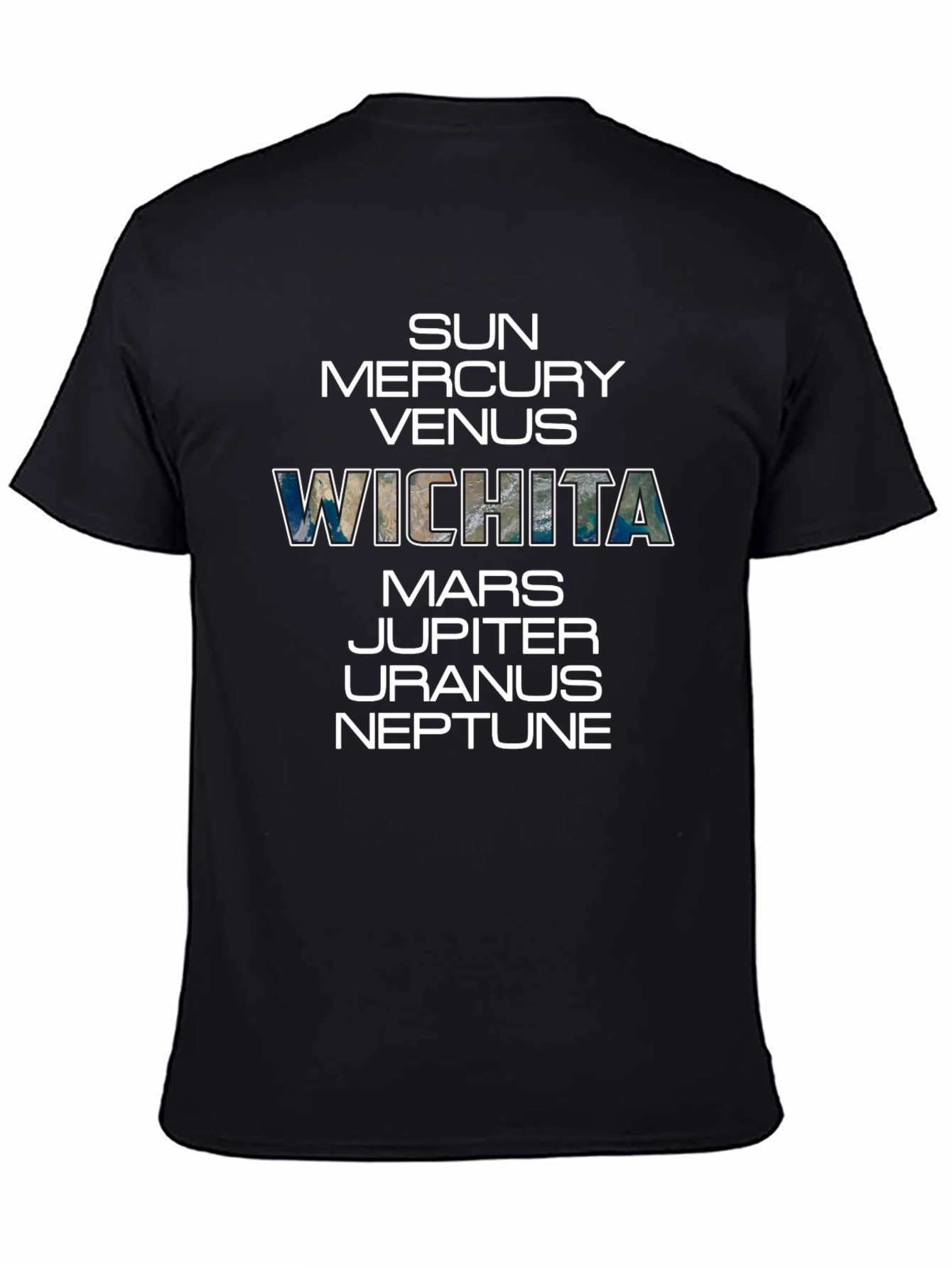 Black Planets and Wichita T-Shirt - Black Cotton Tee view 4