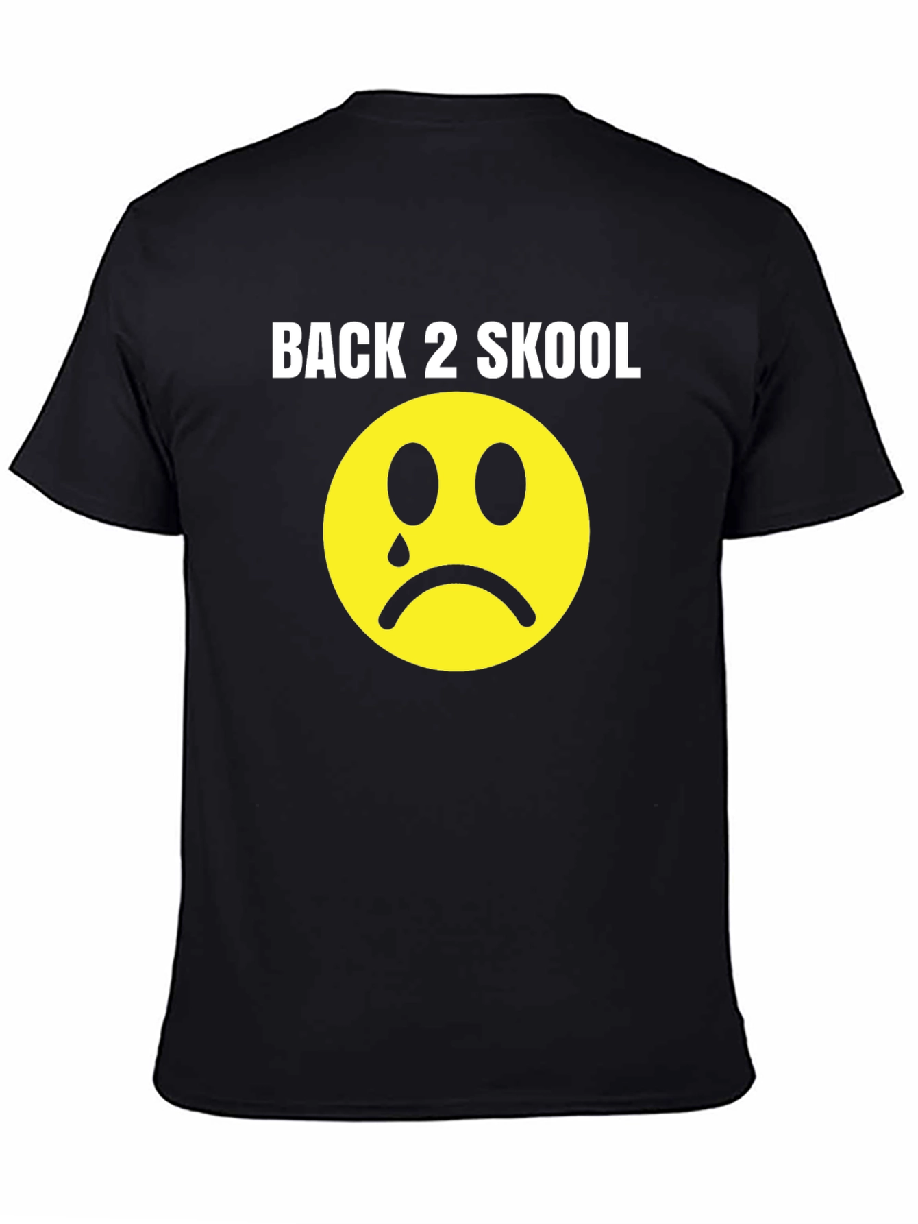 Black Back 2 Skool Sad Face T-Shirt view 4