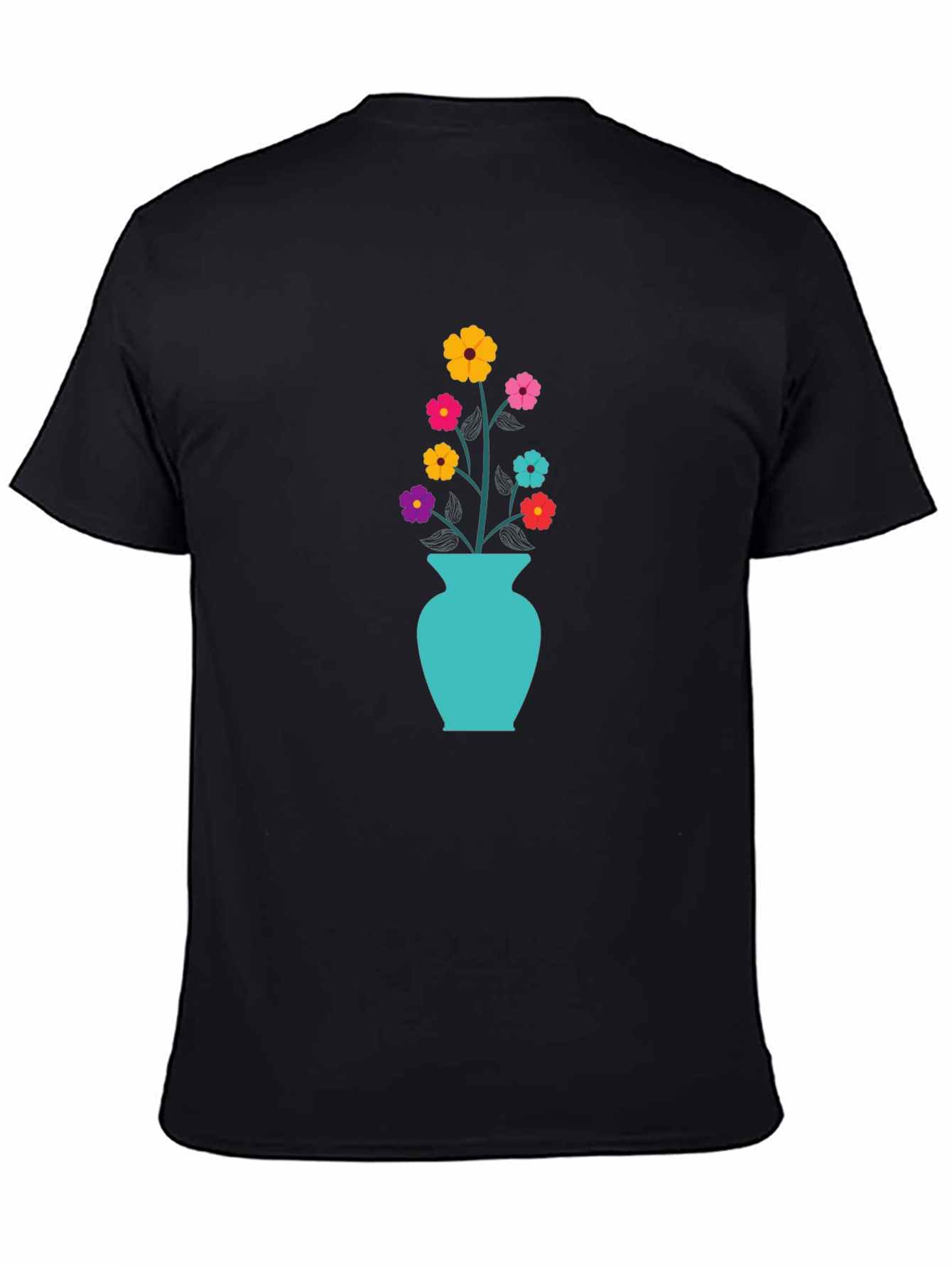 Black Floral Vase Graphic Tee - Stylish & Unique Design view 4