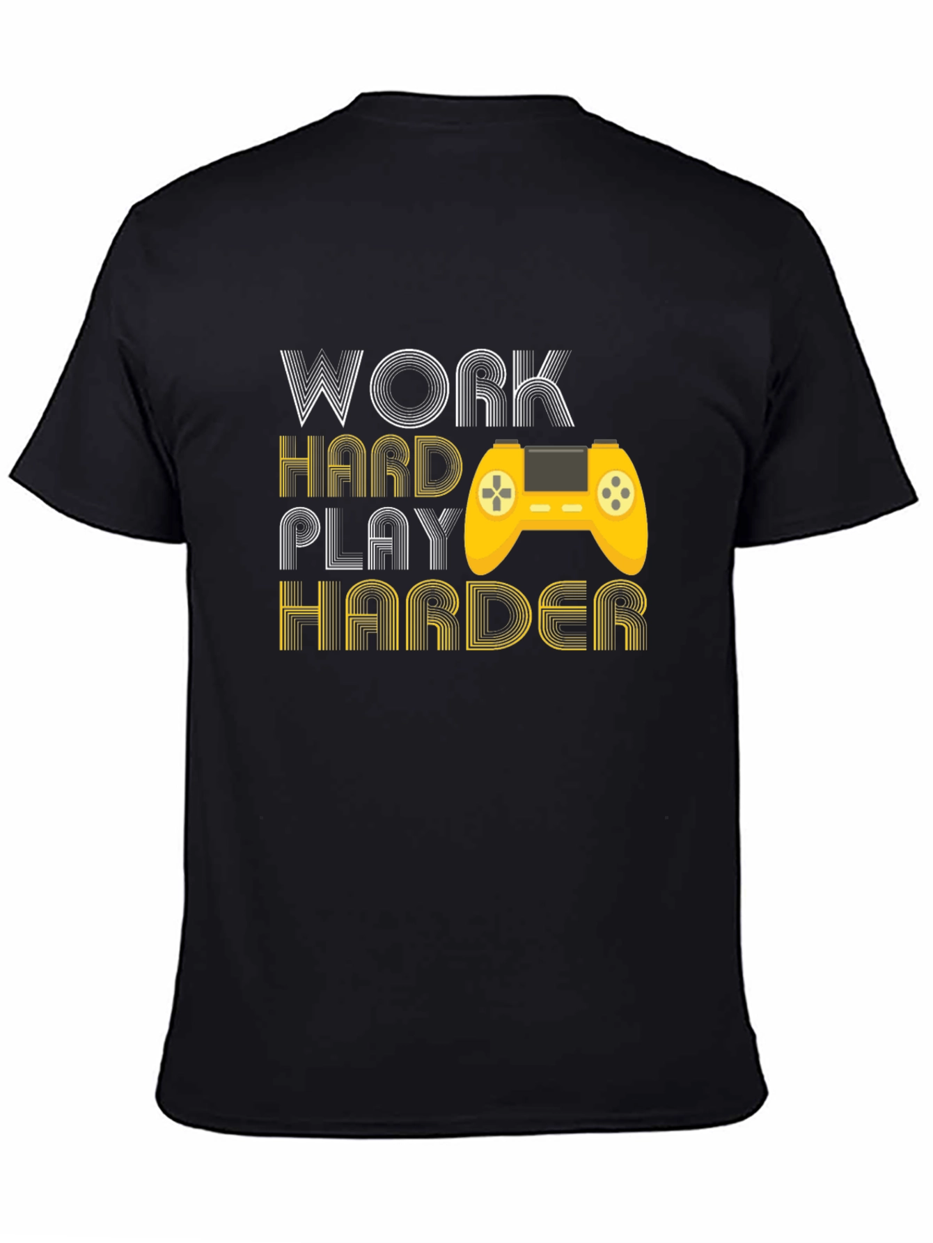 Black Work Hard Play Harder Gaming T-Shirt view 4