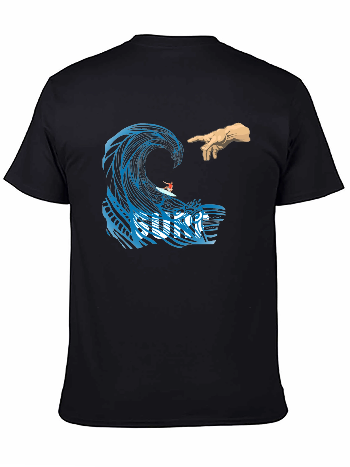 Black Surf Wave Creation T-Shirt - Unique Graphic Tee view 4