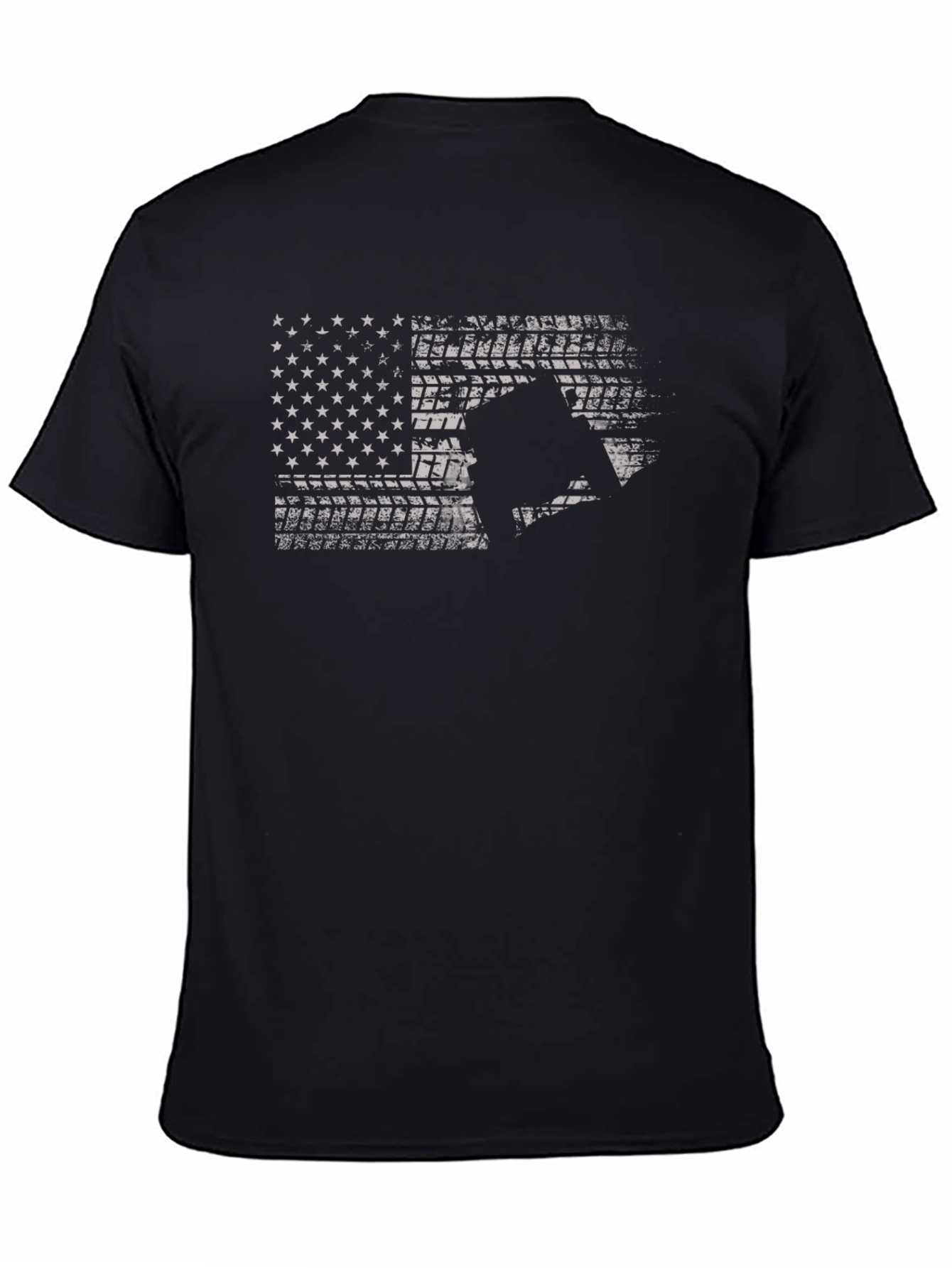 Black American Flag Motorcycle T-Shirt - Black view 4