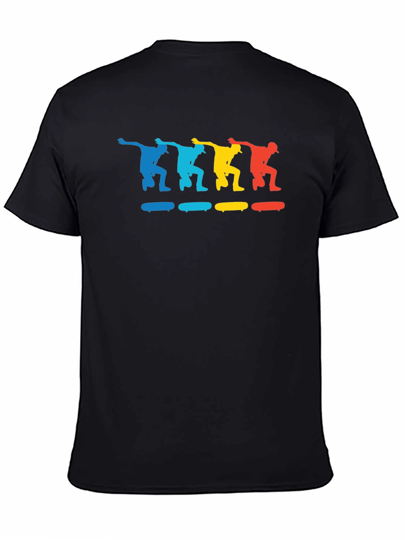 Black Skateboarding Silhouette Graphic T-Shirt view 4