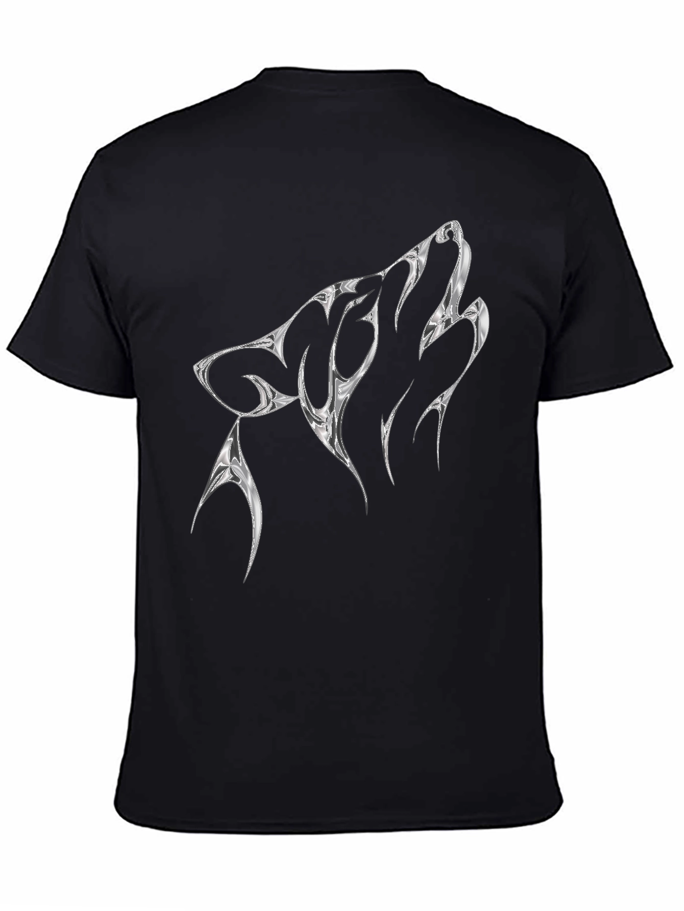 Black Wolf Graphic Print Black T-Shirt view 4