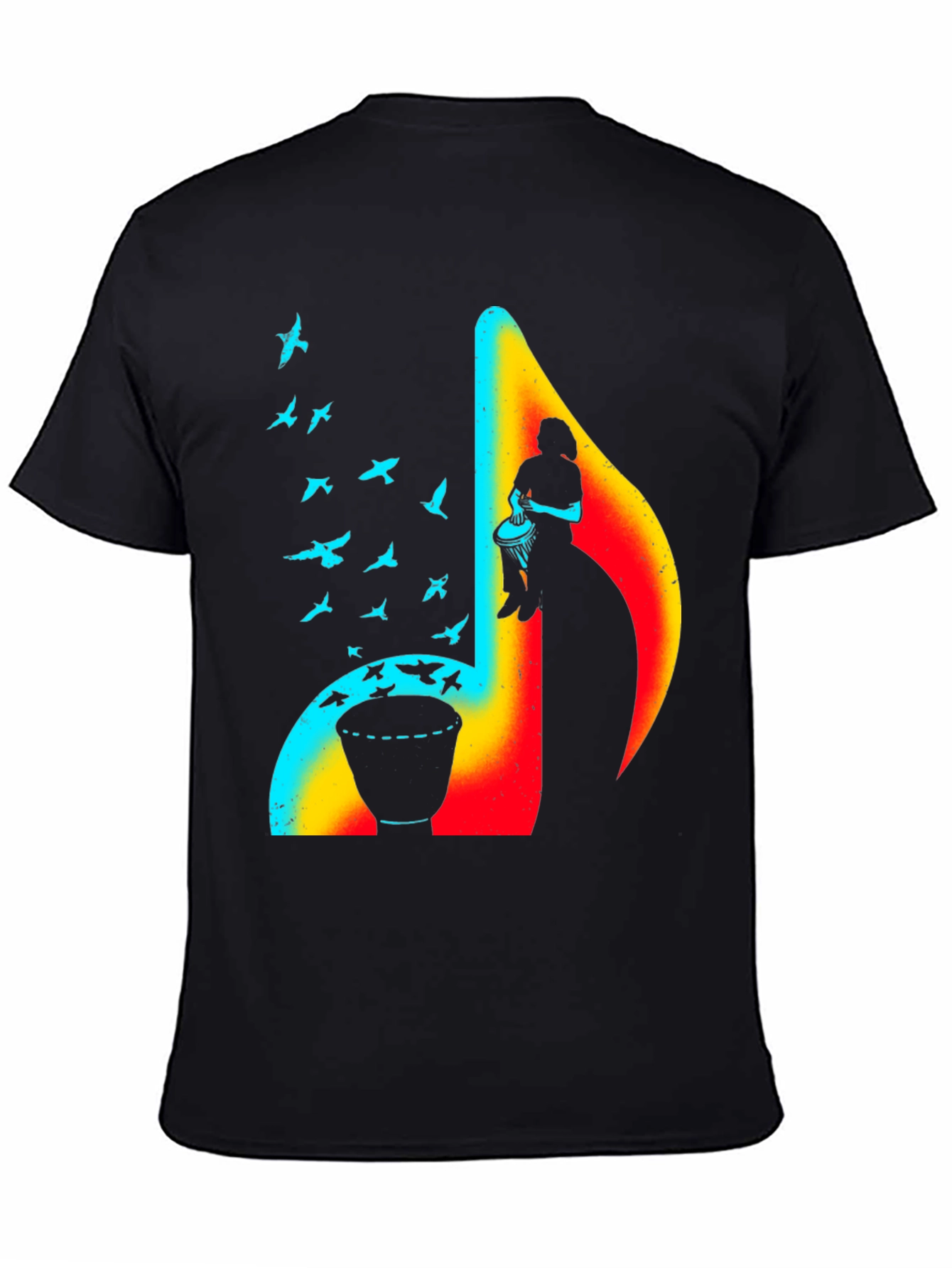 Black Musical Note Drum T-Shirt - Unique Design view 4