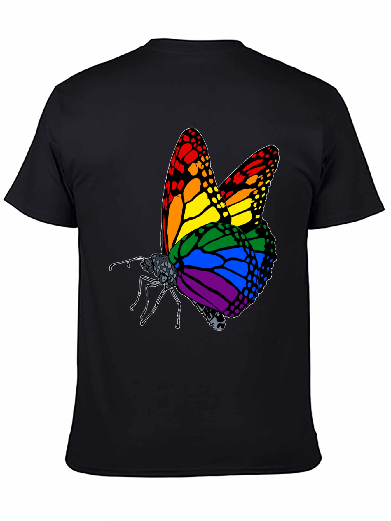 Black Rainbow Butterfly Graphic Tee view 4