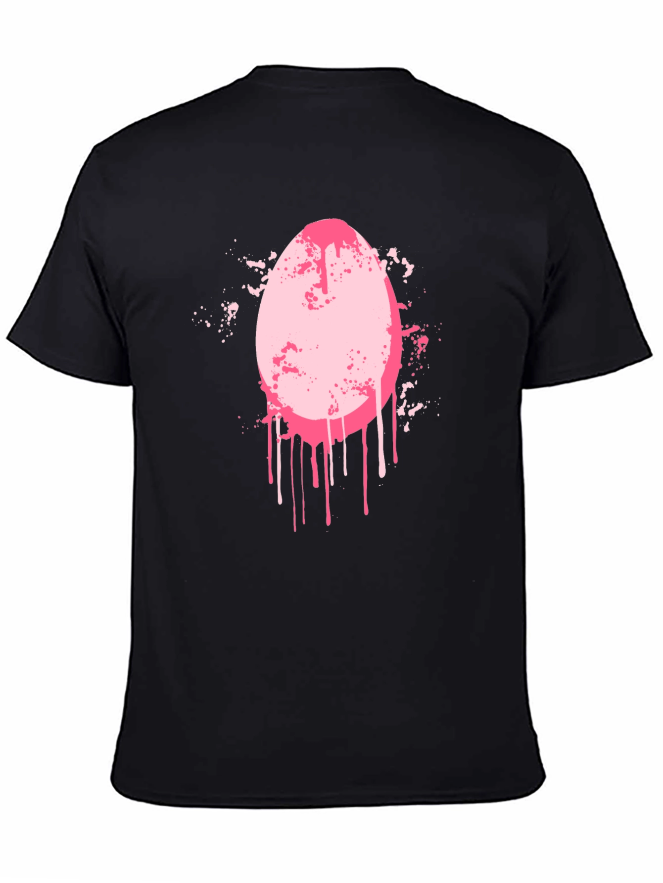 Black Men's Black T-Shirt with Pink Egg Graphic view 4