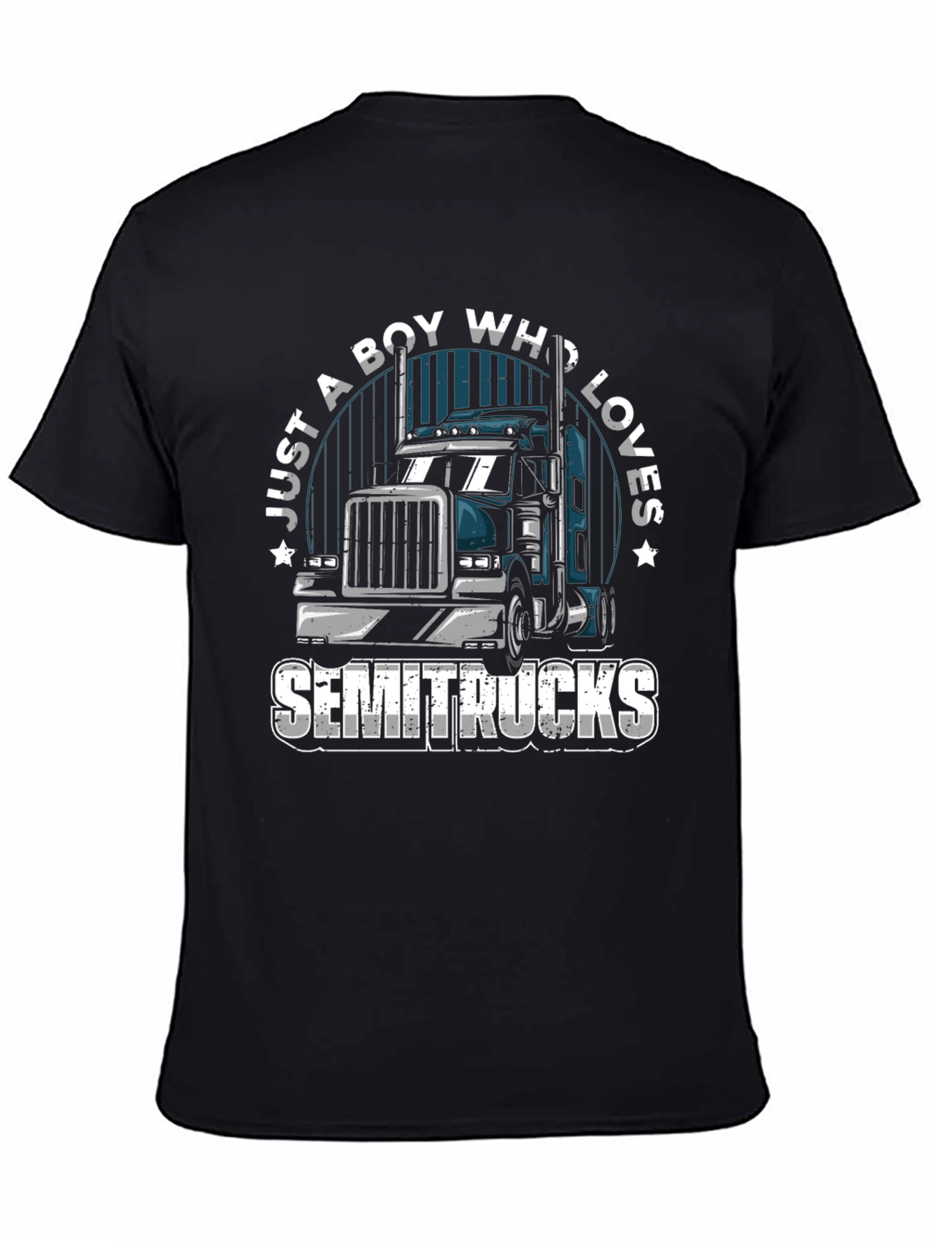 Black Boy Who Loves Semitrucks T-Shirt | Trucker Tee view 4