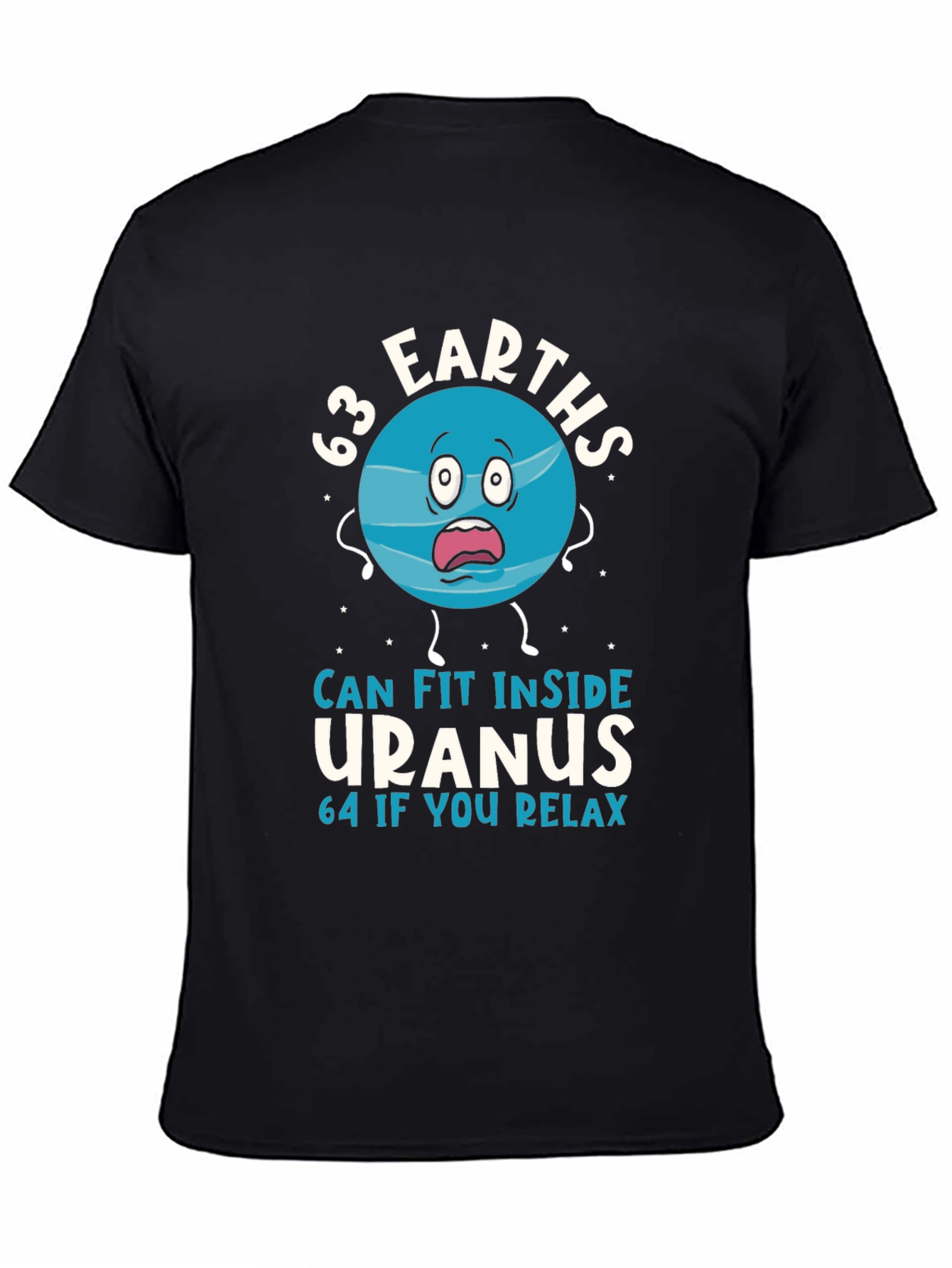Black 63 Earths Uranus Funny Humor T-Shirt view 4
