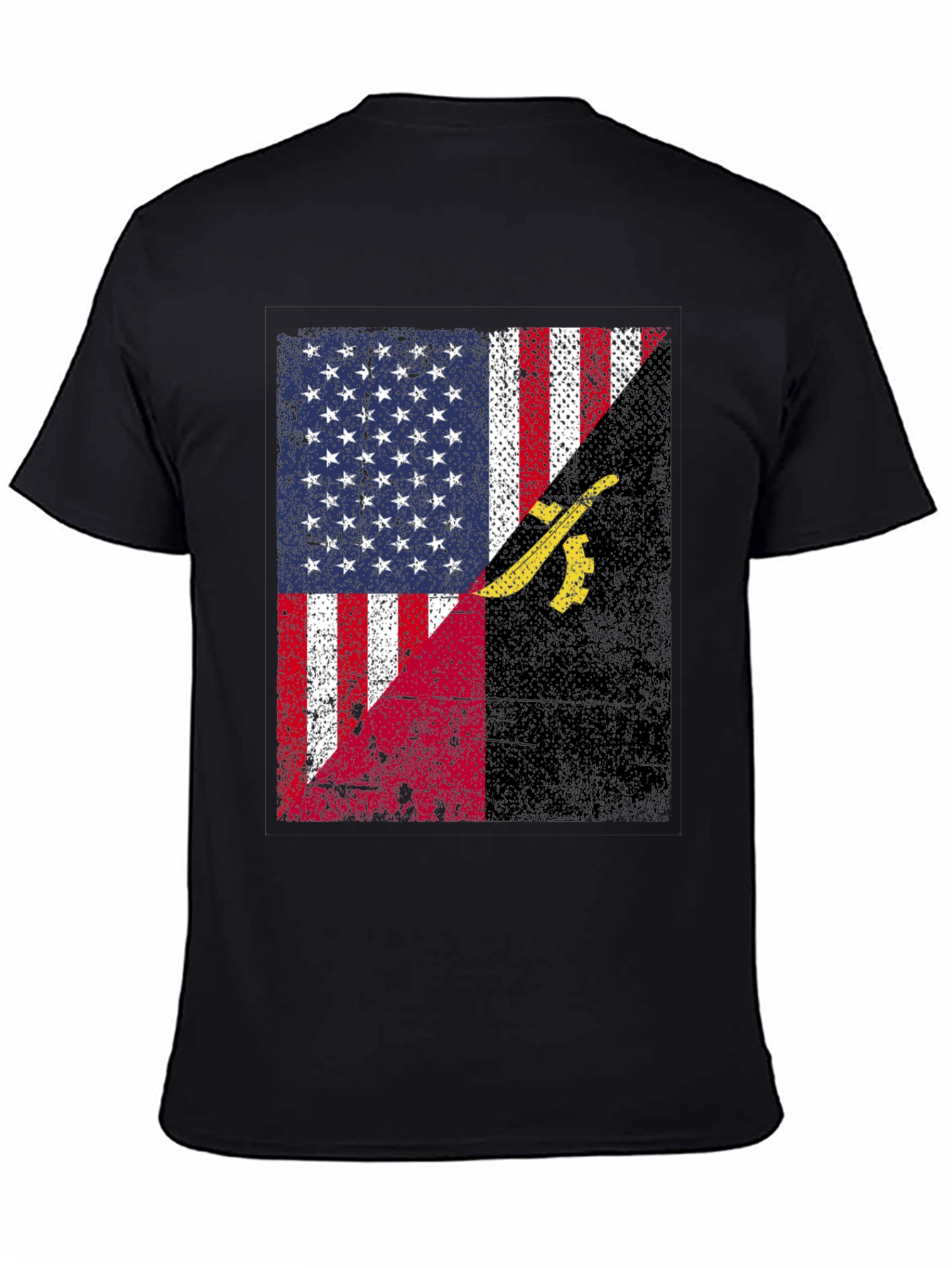Black USA Angola Flag Graphic T-Shirt view 4