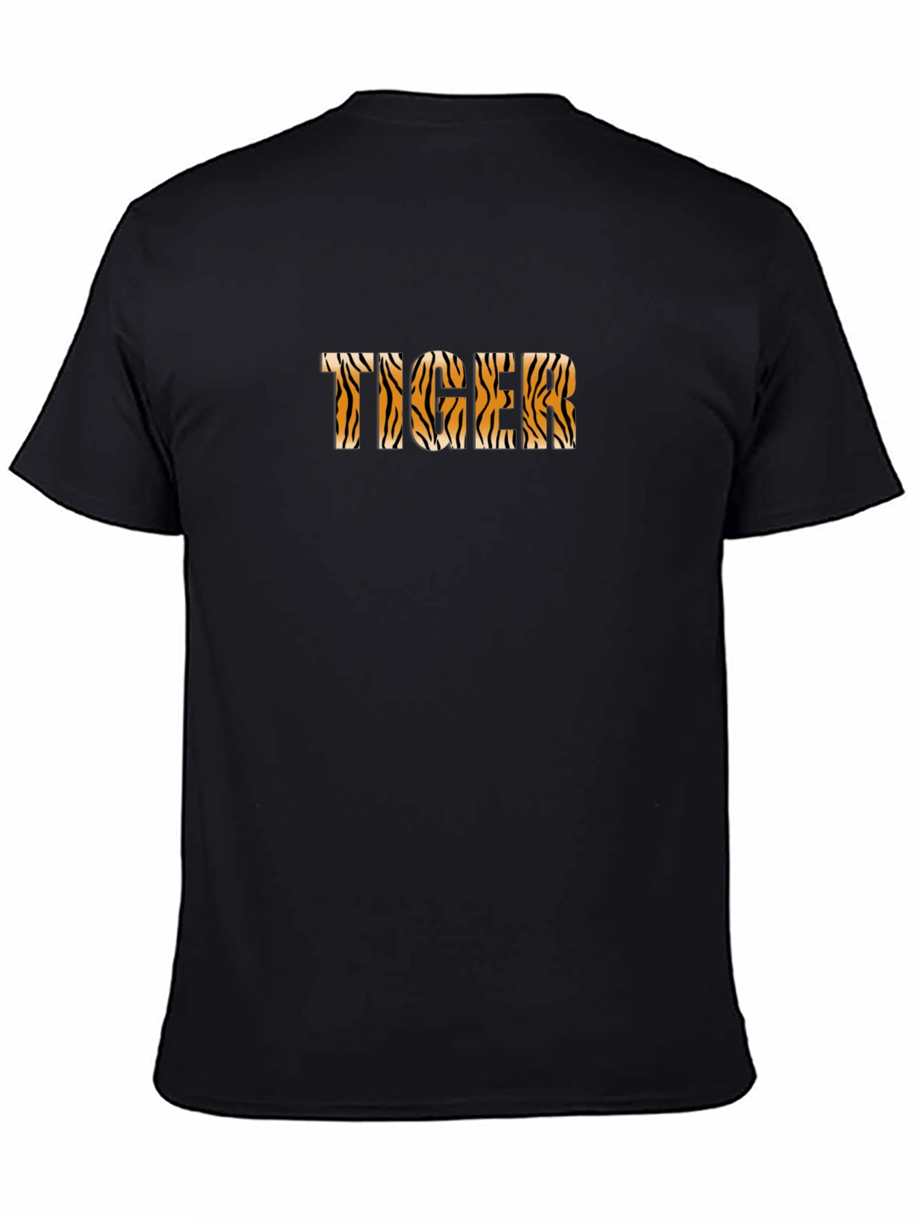 Black Tiger Stripe Print Crew Neck T-Shirt - Black view 4
