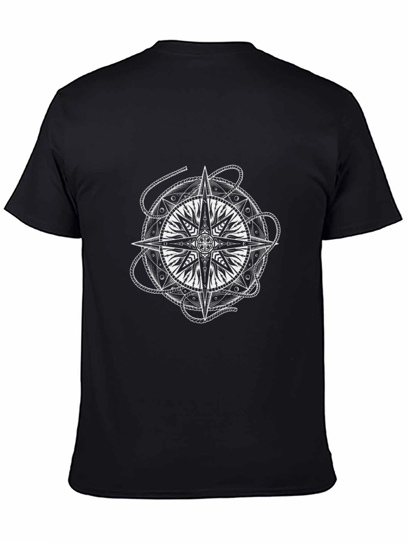 Black Compass Graphic Tee - Black Cotton T-Shirt view 4