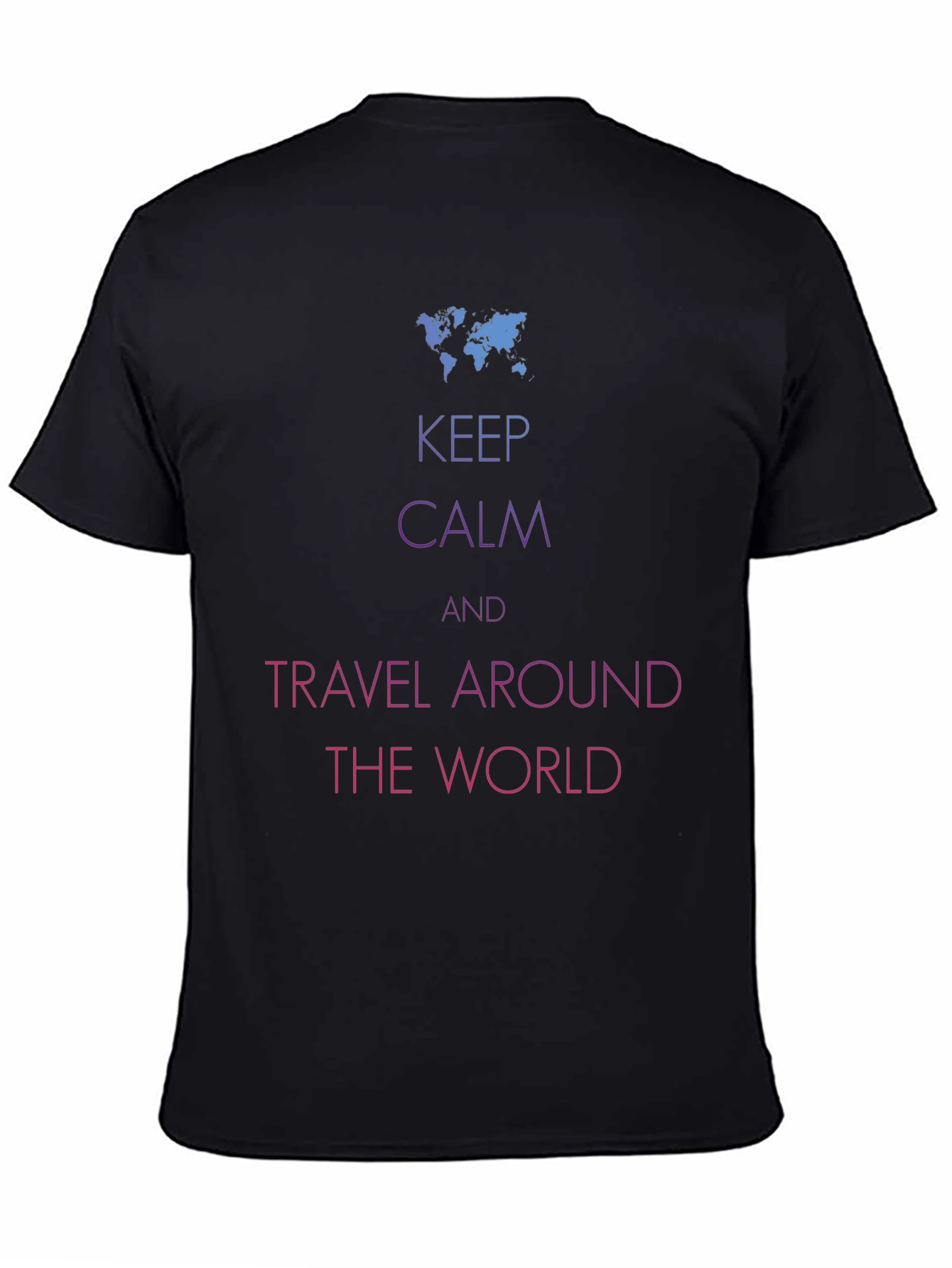 Black Keep Calm Travel World Graphic Tee - Soft Cotton Blend view 4