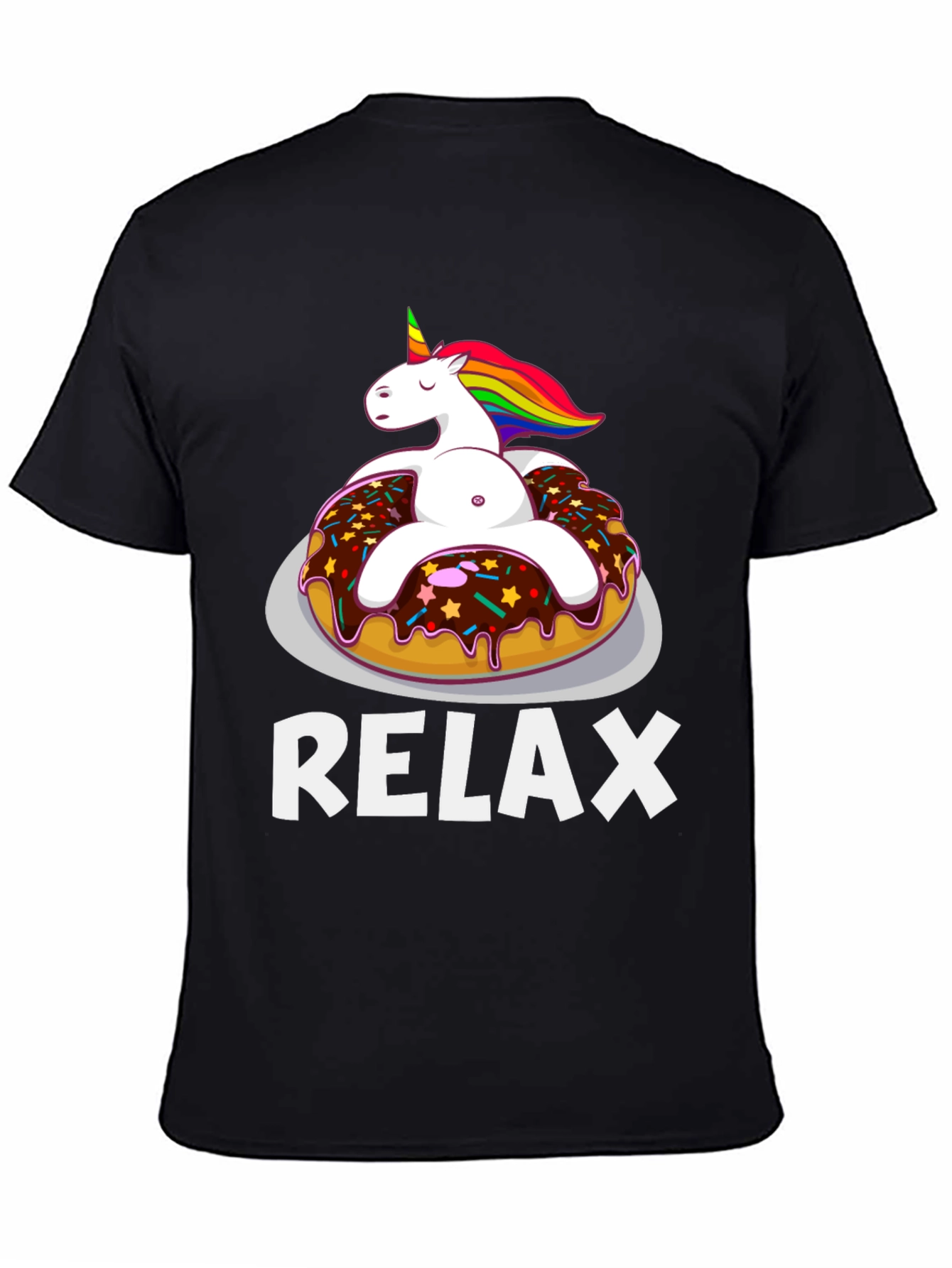 Black Relax Unicorn Donut T-Shirt - Comfort & Style view 4