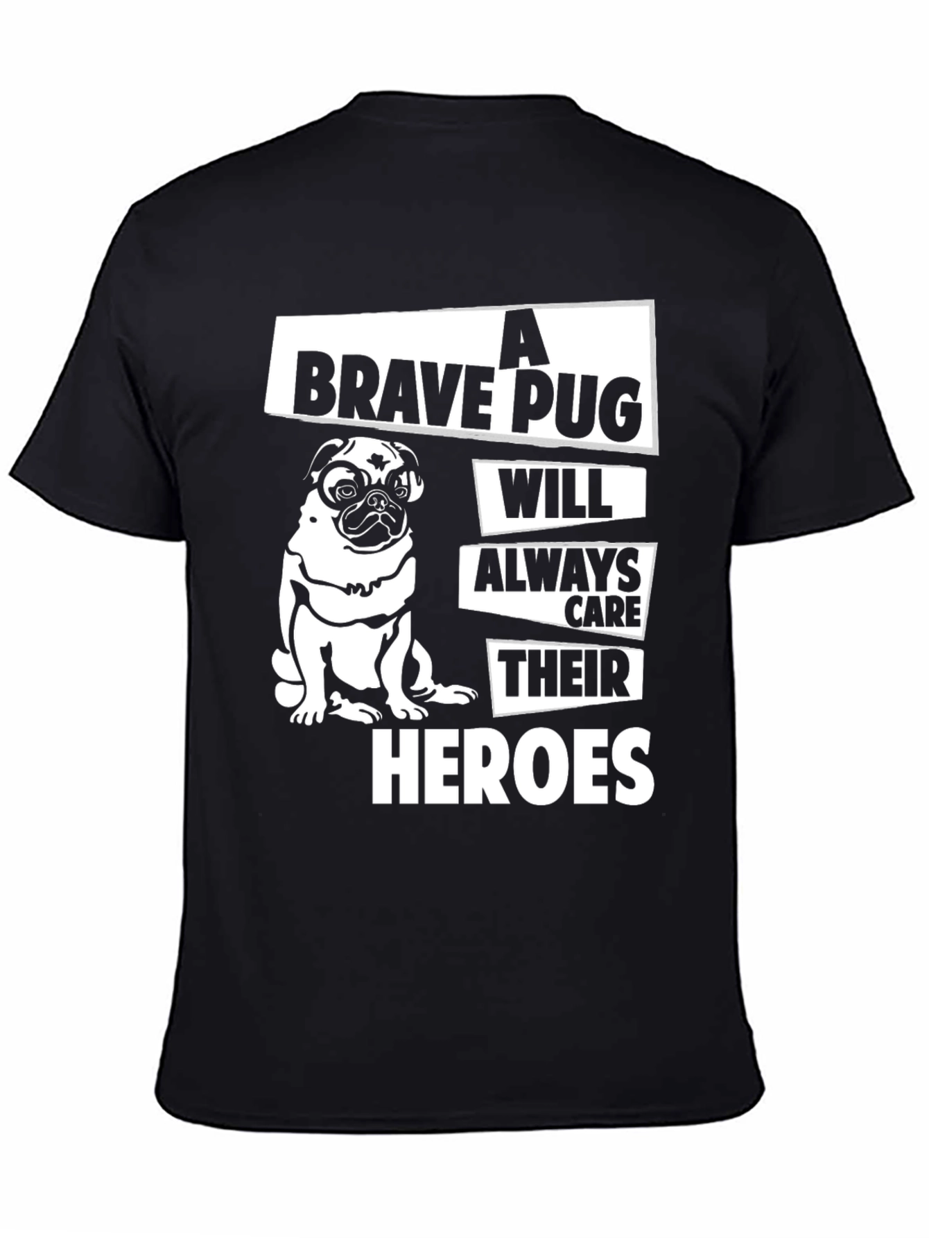 Black Brave Pug Hero Graphic Tee view 4