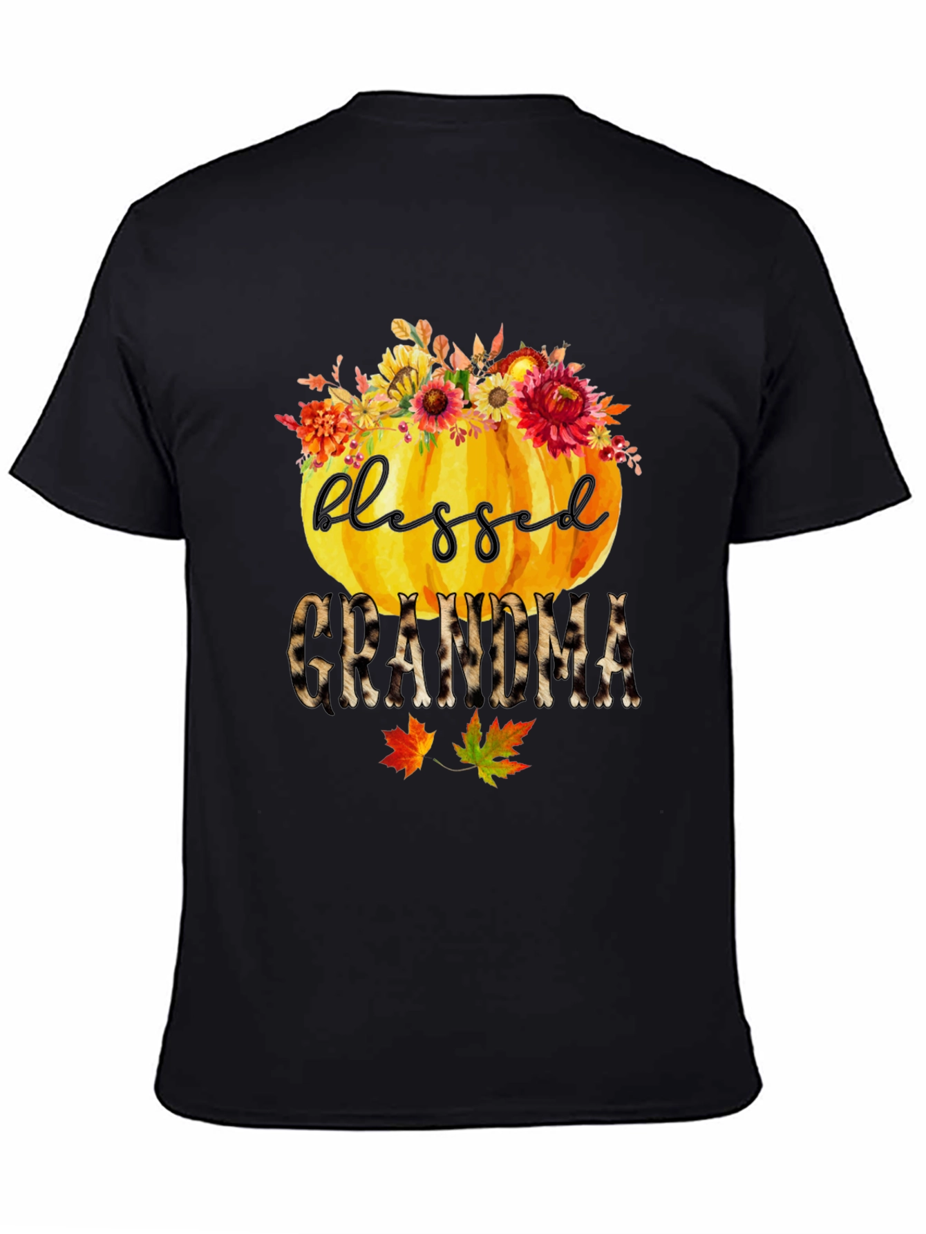 Black Blessed Grandma Pumpkin T-Shirt - Fall Apparel view 4