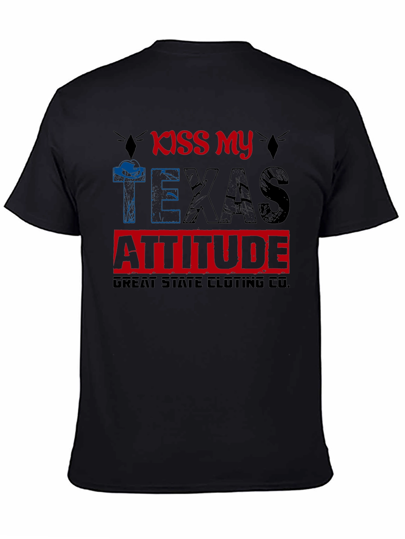 Black Kiss My Texas Attitude Graphic T-Shirt view 4