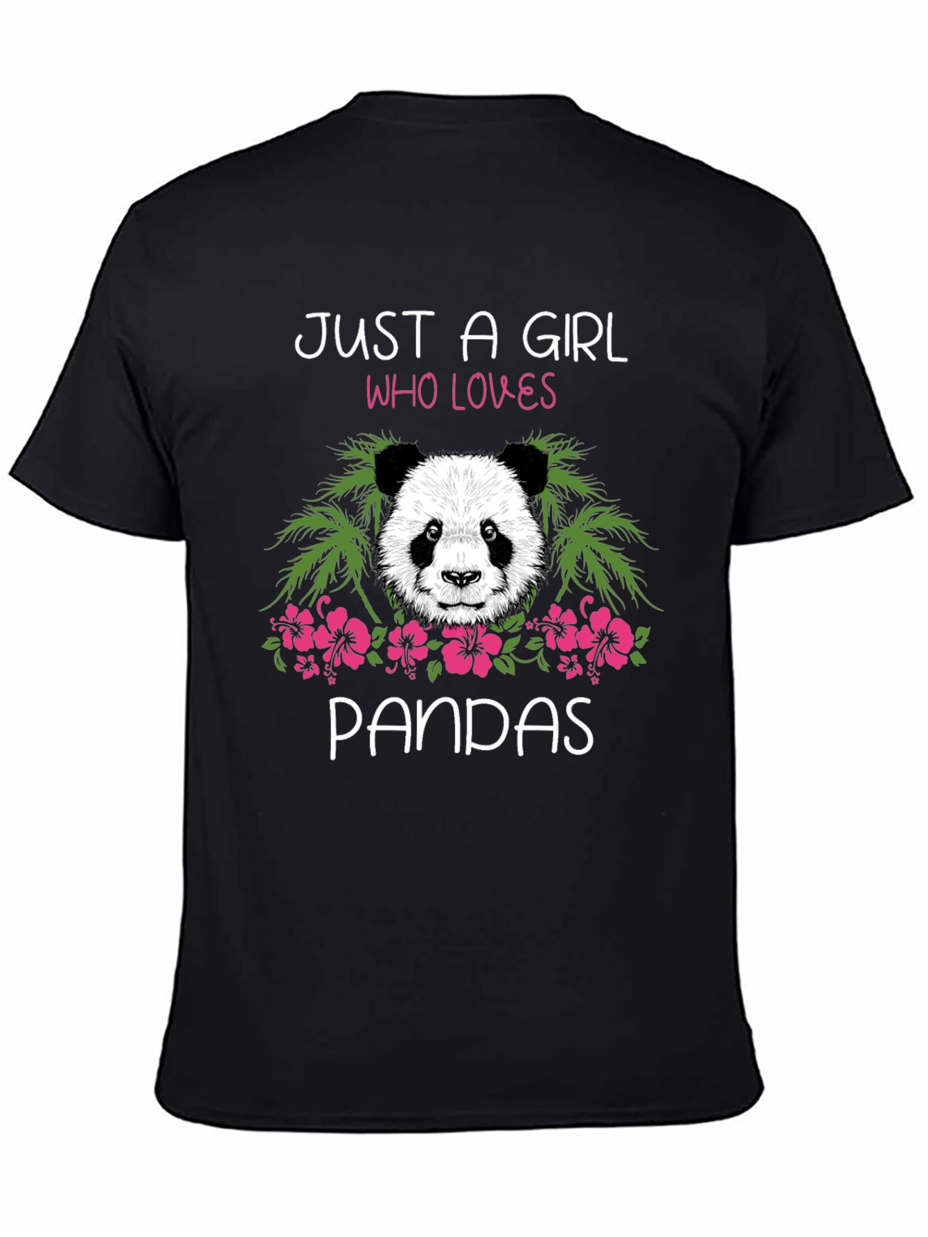 Black Just a Girl Who Loves Pandas Graphic Tee view 4