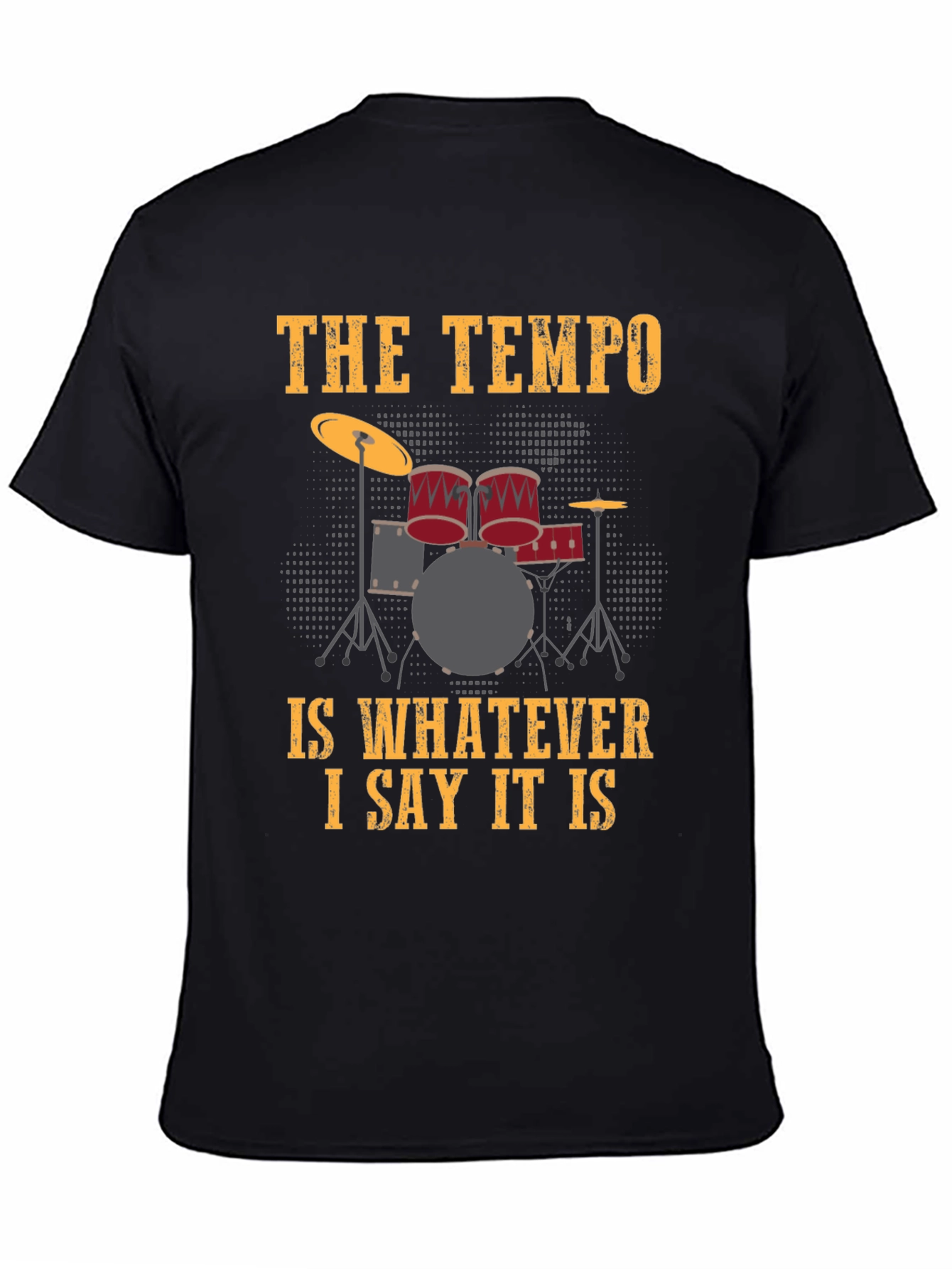 Black Drummer's Tempo T-Shirt - Funny Music Tee view 4