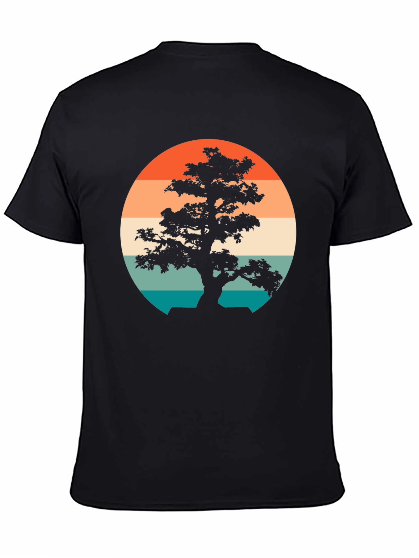Black Retro Bonsai Tree T-Shirt view 4