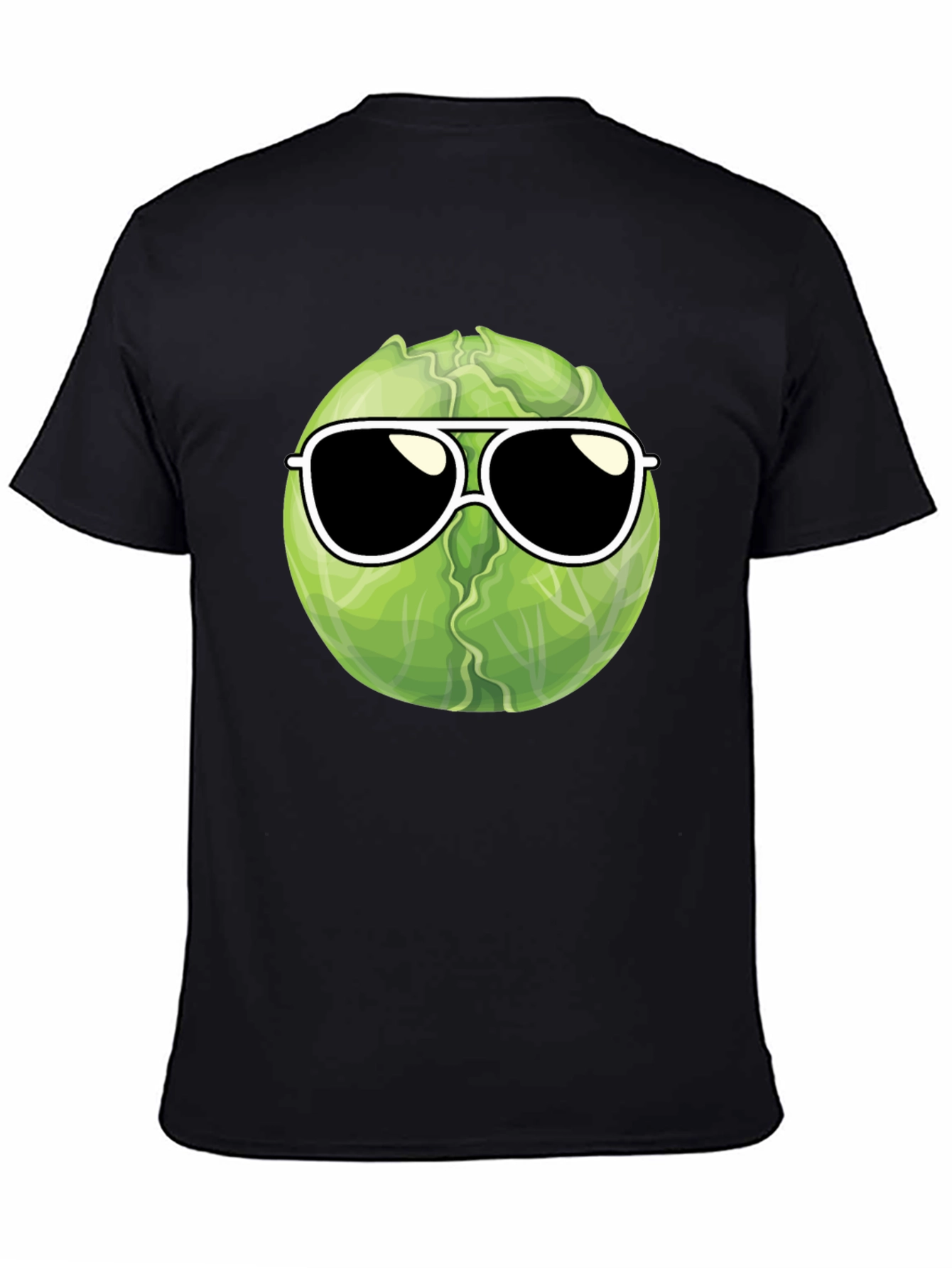 Black Cool Cabbage T-Shirt - Sunglasses Design view 4