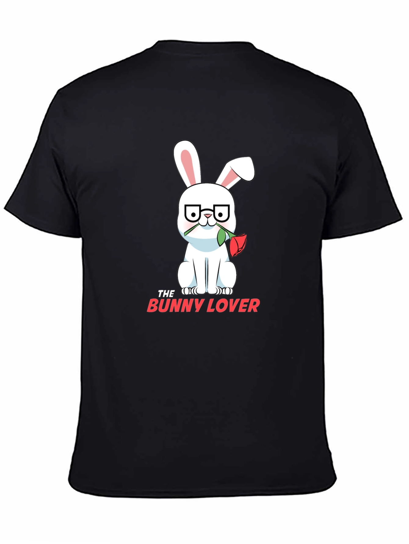 Black The Bunny Lover T-Shirt - Cute Rabbit Design view 4