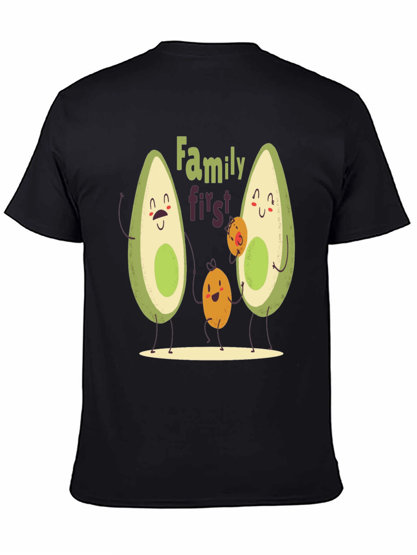 Black Avocado Family First T-Shirt - Cute Graphic Tee view 4