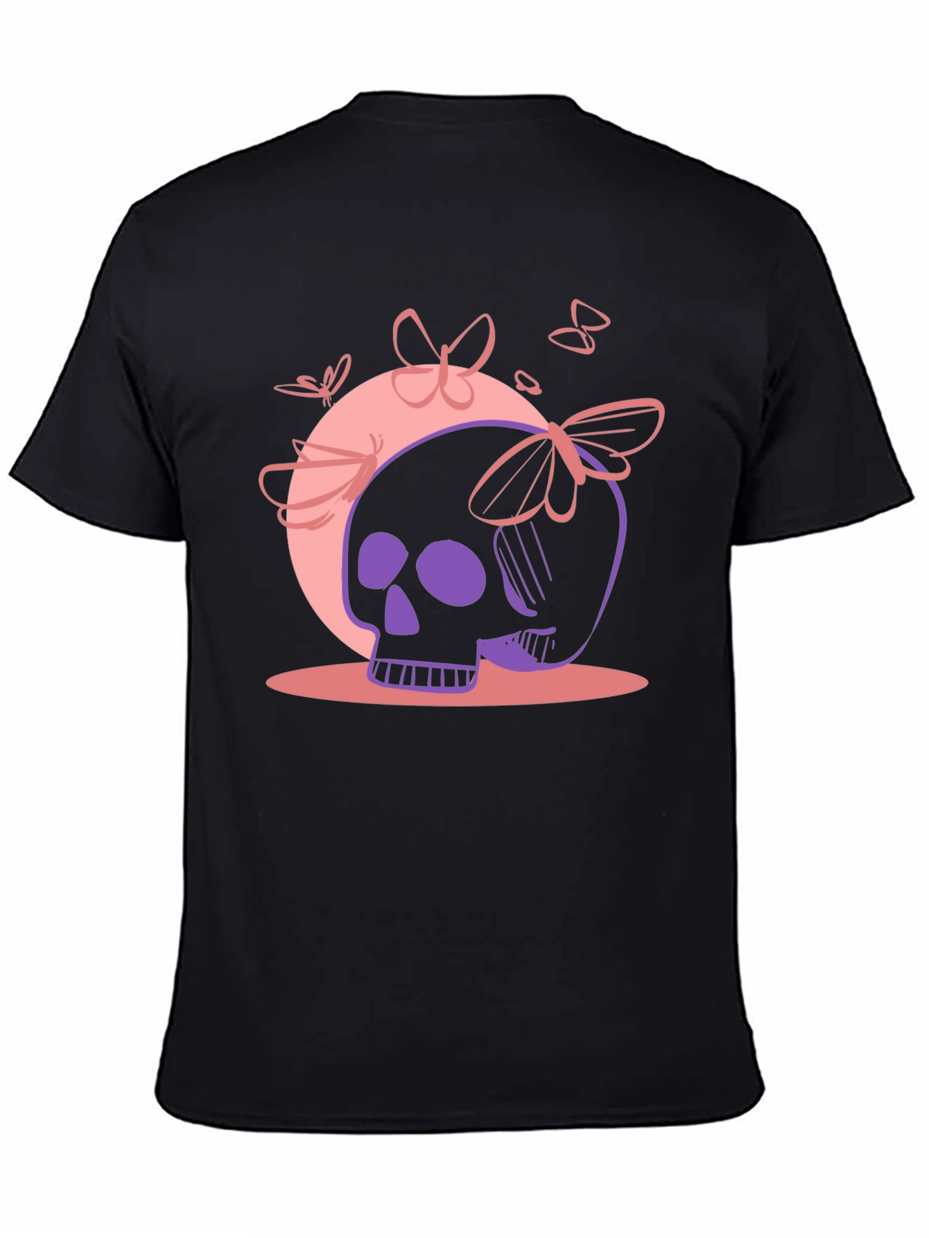 Black Skull & Butterfly Graphic Tee - Black view 4