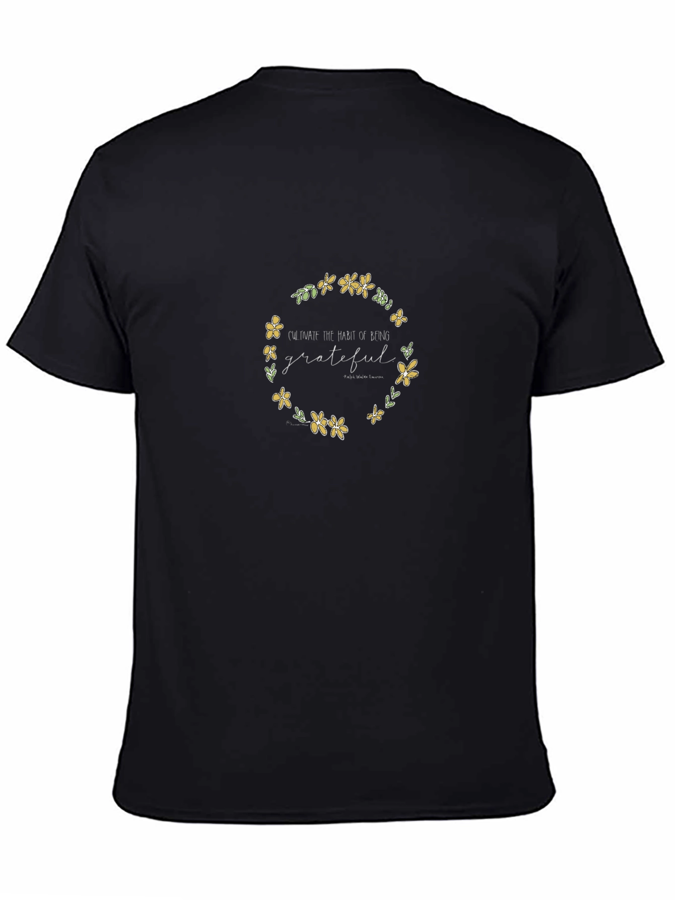 Black Grateful Floral Wreath Graphic Tee view 4