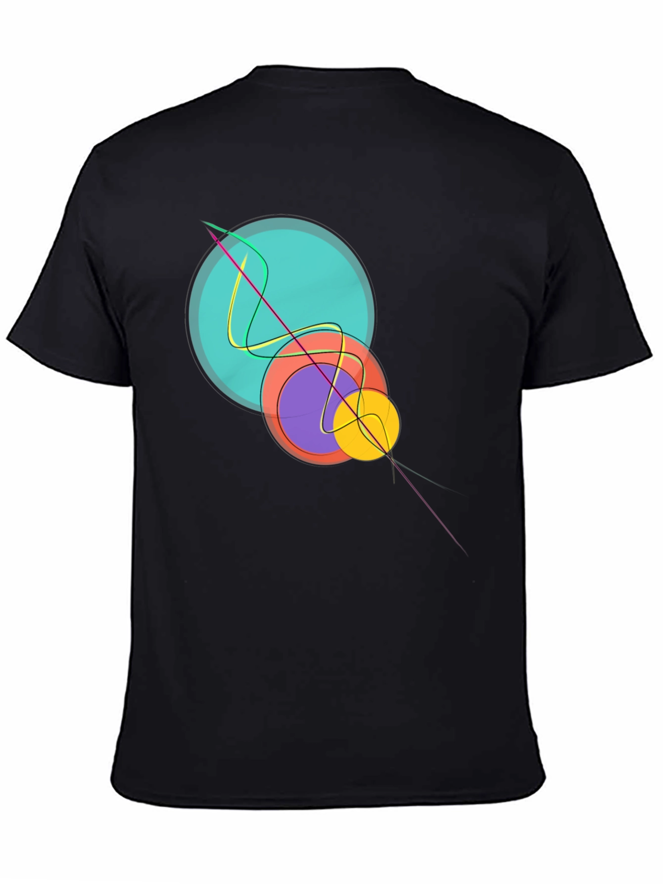 Black Abstract Graphic Print Black T-Shirt view 4