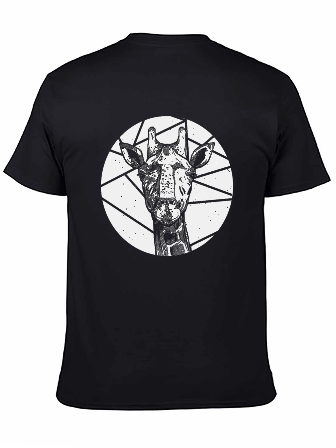 Black Giraffe Graphic Tee - Black Crew Neck Short Sleeve view 4