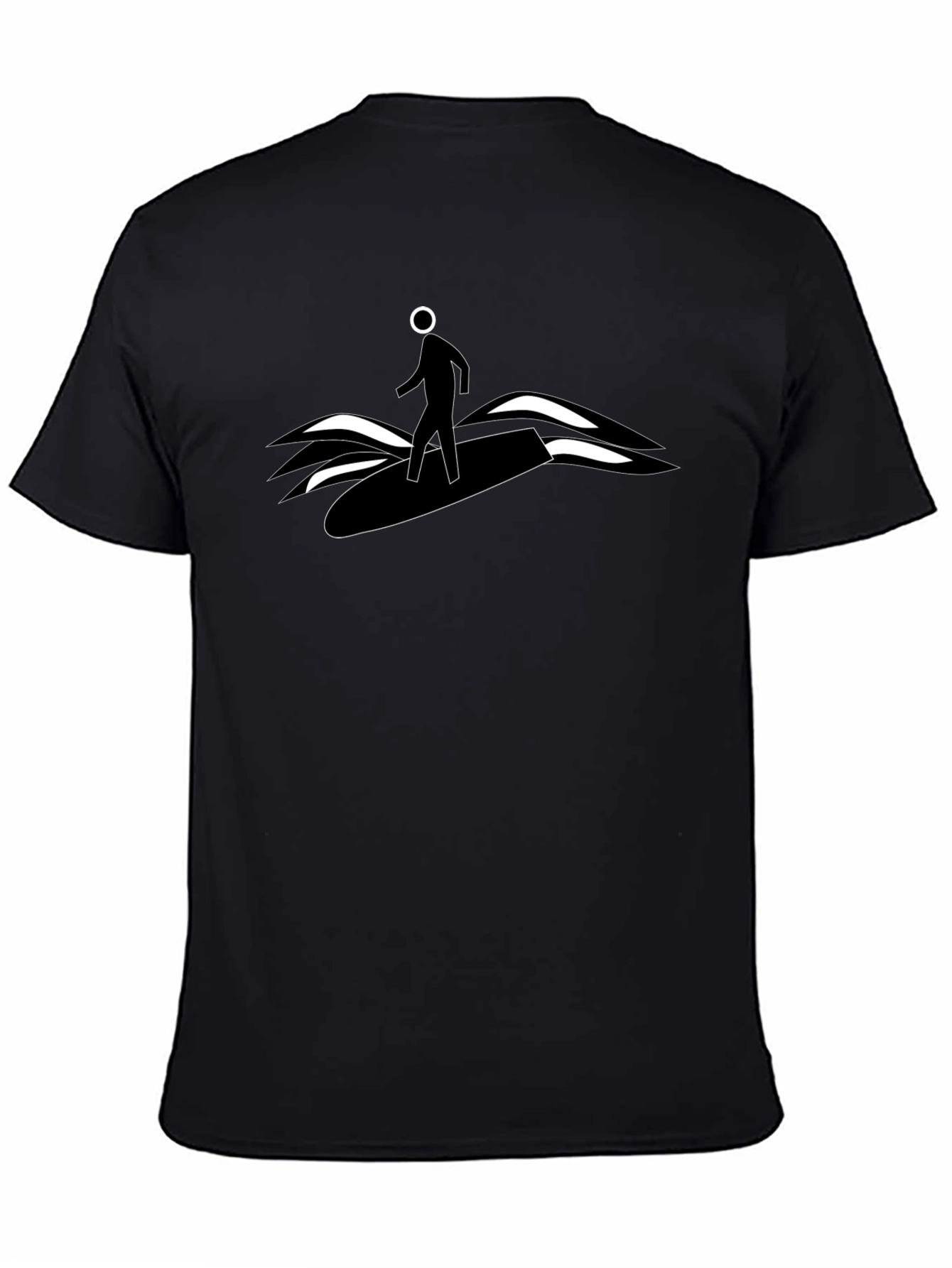 Black Surfer Dude Graphic Tee - Black Cotton T-Shirt view 4