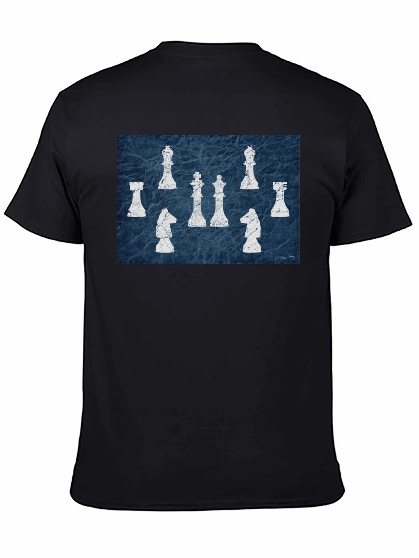 Black Chess Piece Graphic Tee - Black Cotton Casual Shirt view 4