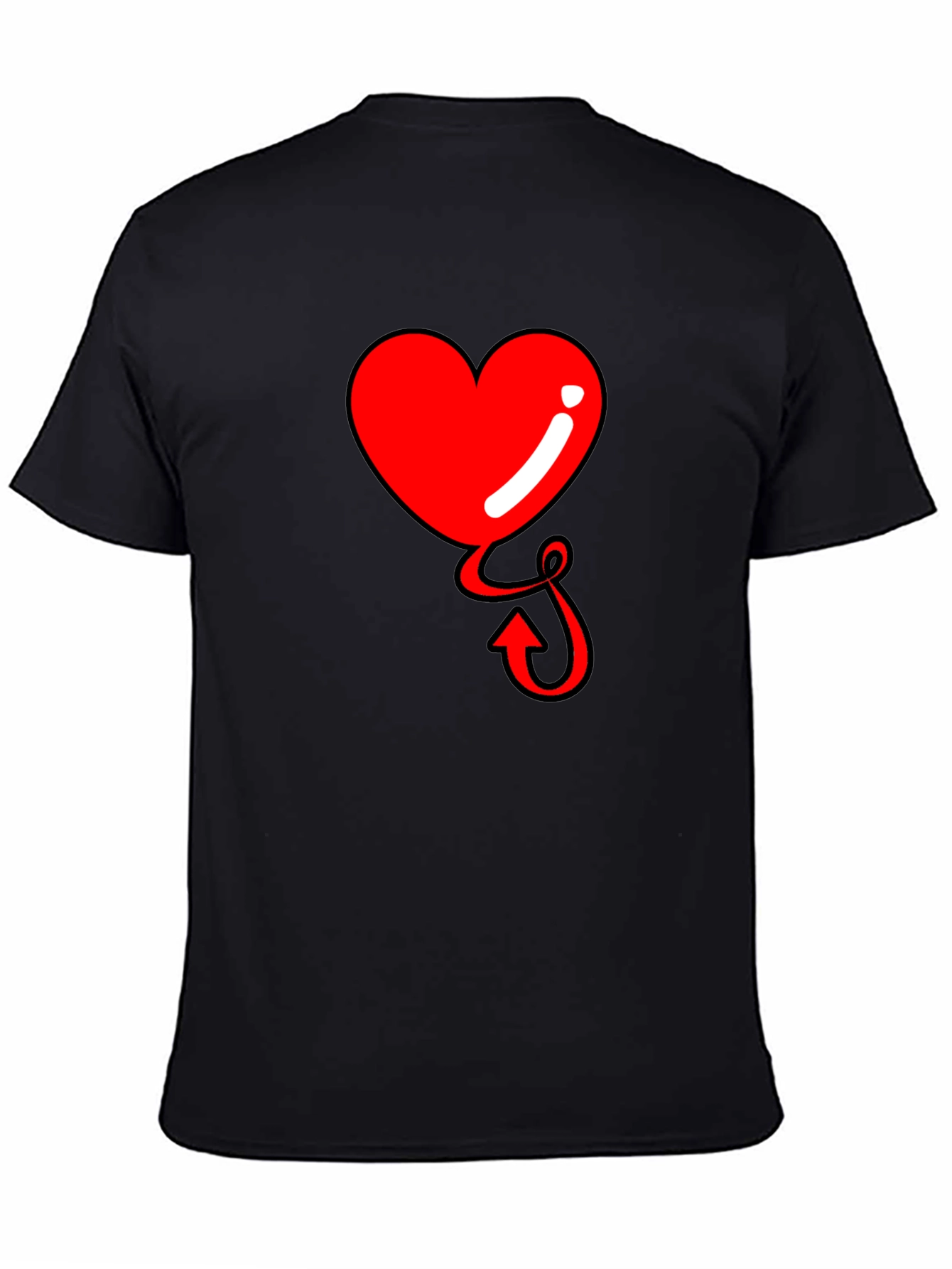 Black Heart Devil Tail Tee - Men's Black T-Shirt view 4