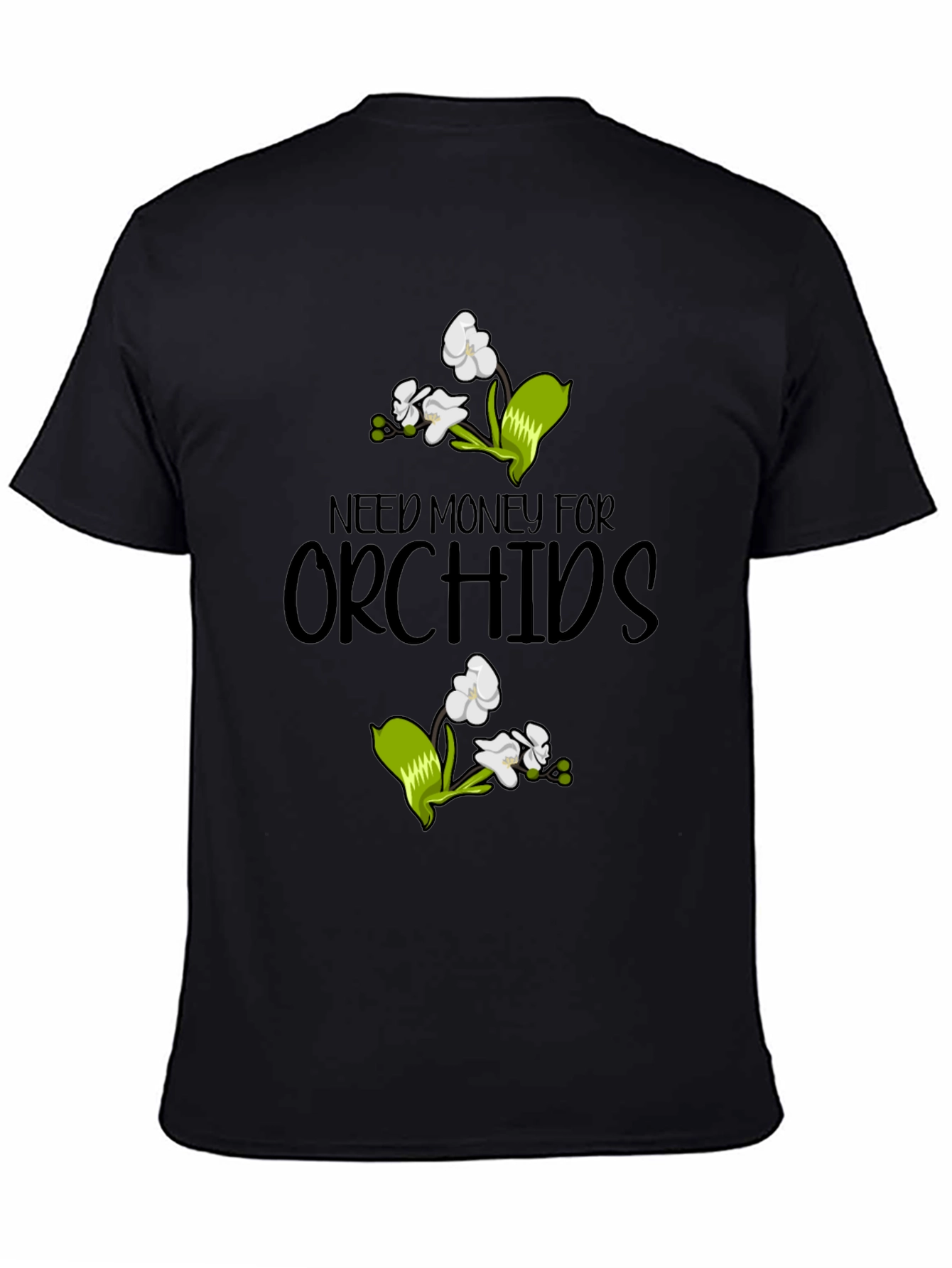 Need Money for Orchids Black Graphic T-Shirt - 4