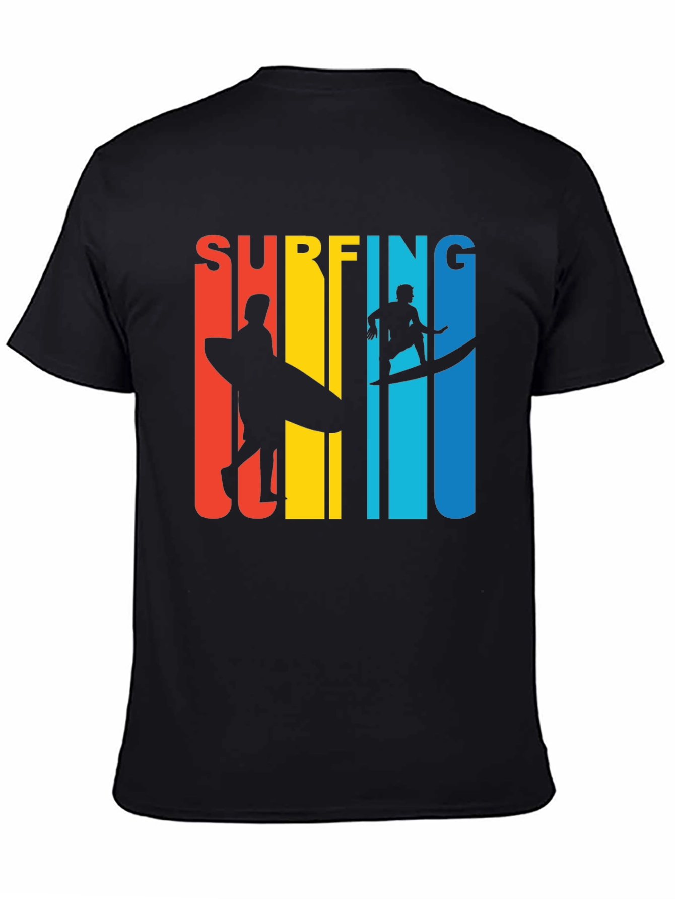 Black Surfing Graphic Tee | Retro Surfer Design view 4