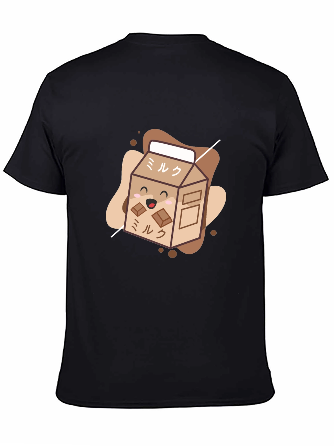 Black Kawaii Chocolate Milk Carton T-Shirt view 4
