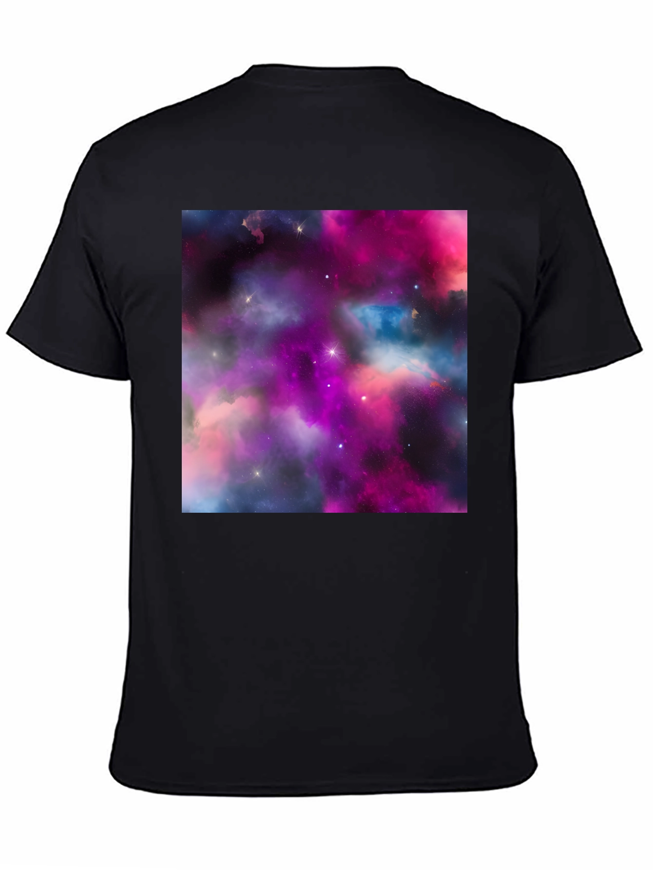 Black Galaxy Print Black T-Shirt - Stylish Outer Space Design view 4