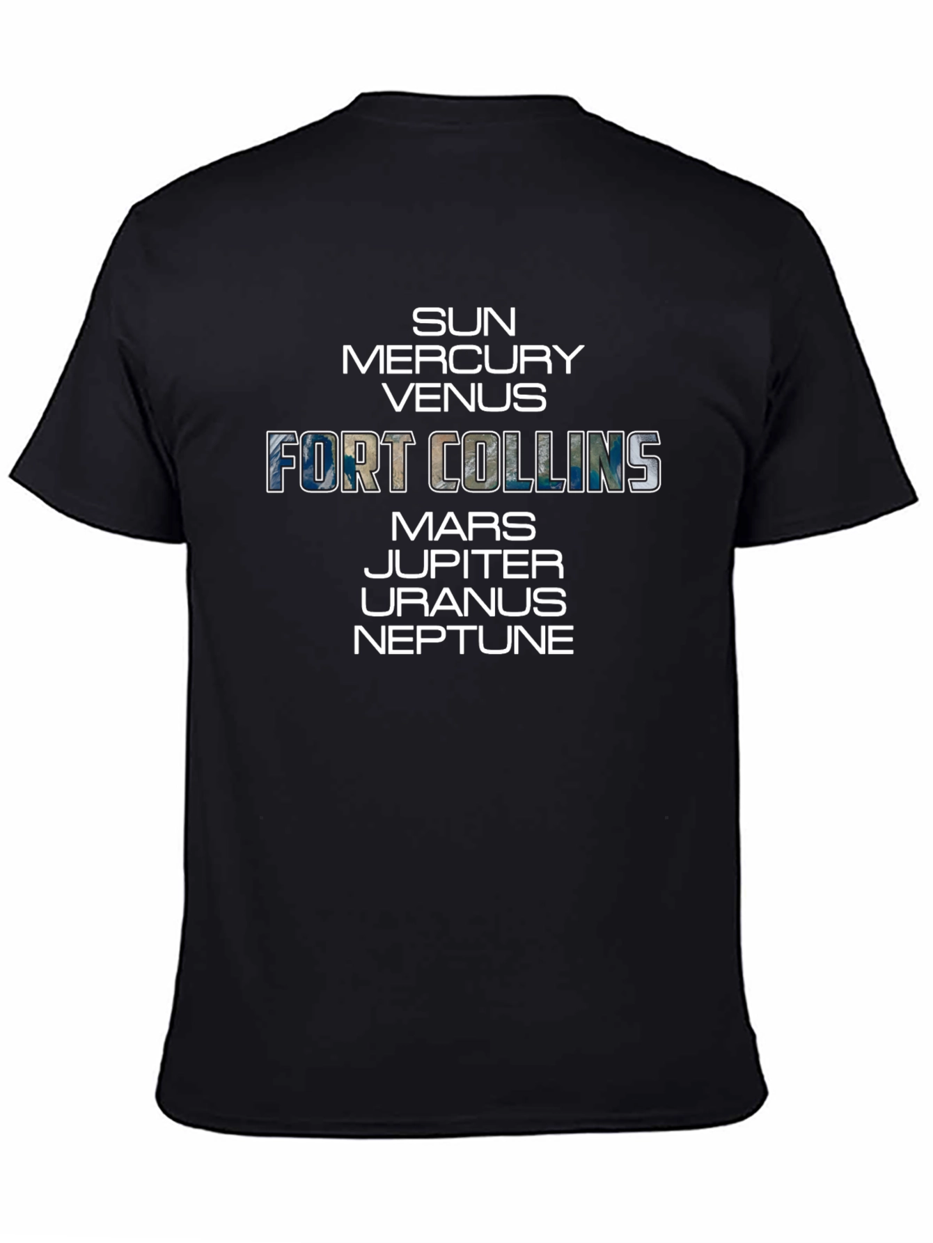 Black Fort Collins Planets Graphic Tee - Black Cotton T-Shirt view 4