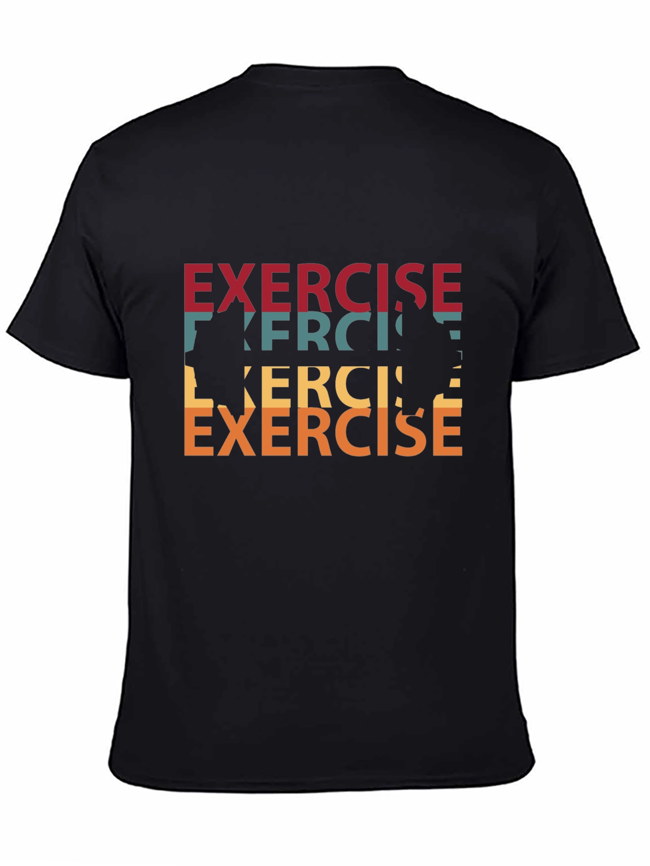 Black Retro Exercise Graphic Tee - Black Cotton T-Shirt view 4