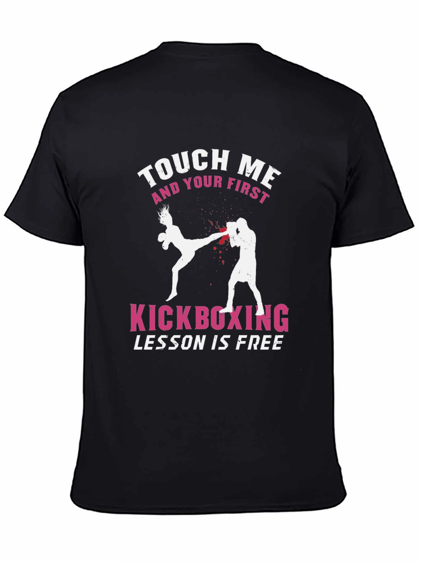 Black Touch Me Kickboxing T-Shirt - Free Lesson Graphic Tee view 4