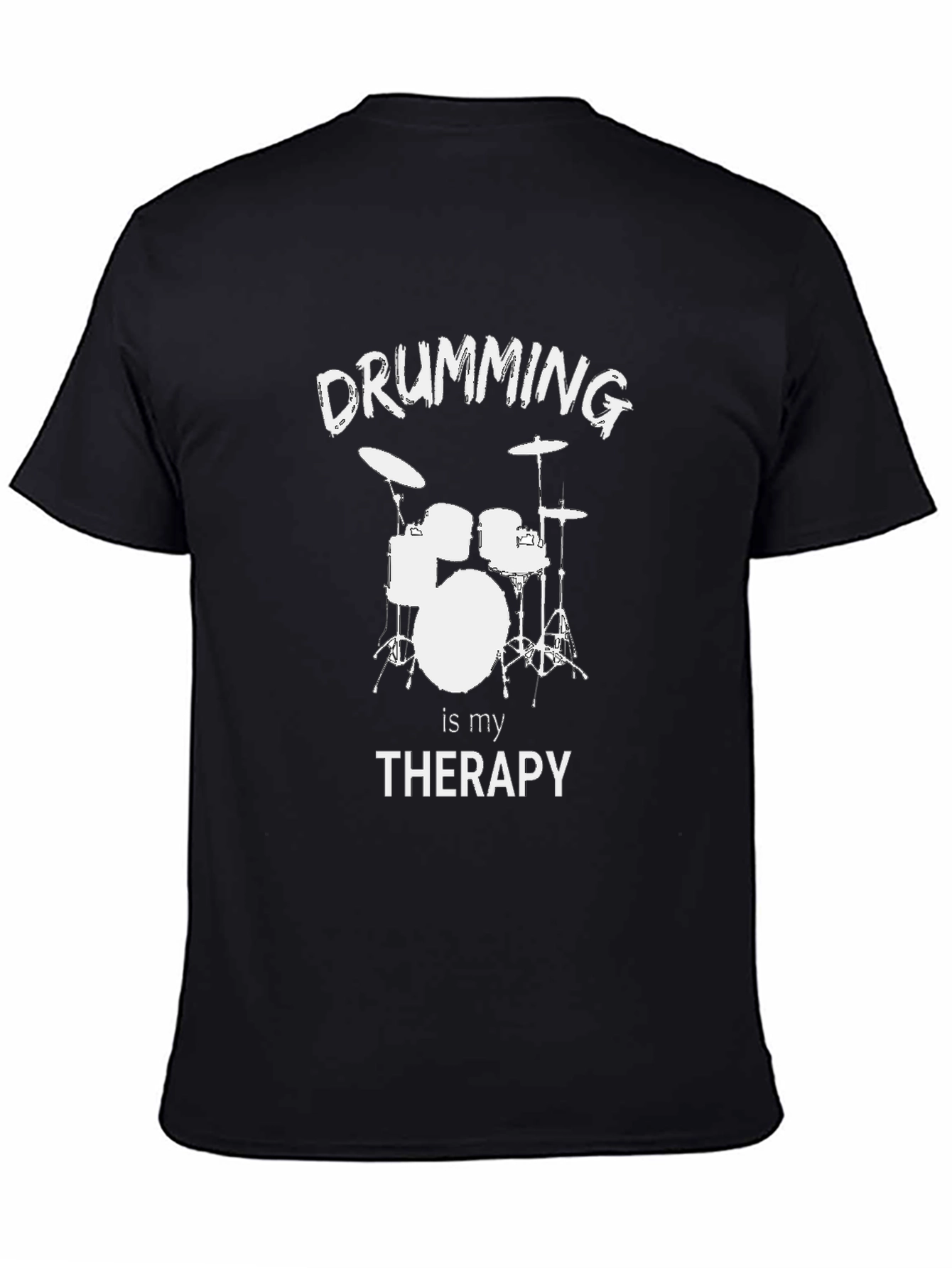 Black Drumming is My Therapy T-Shirt - Black view 4