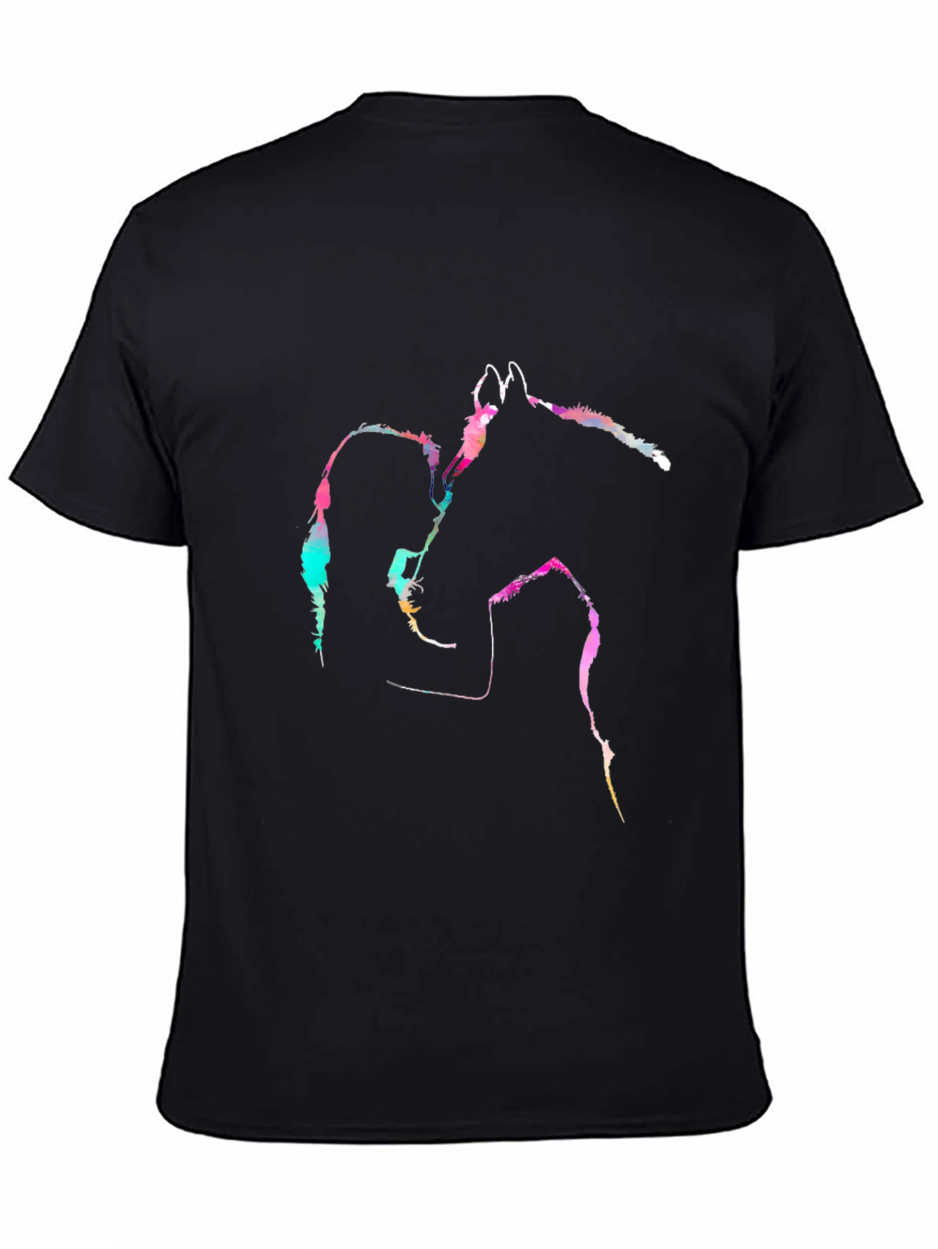 Black Horse and Girl Graphic Tee - Unisex Soft Cotton Blend view 4