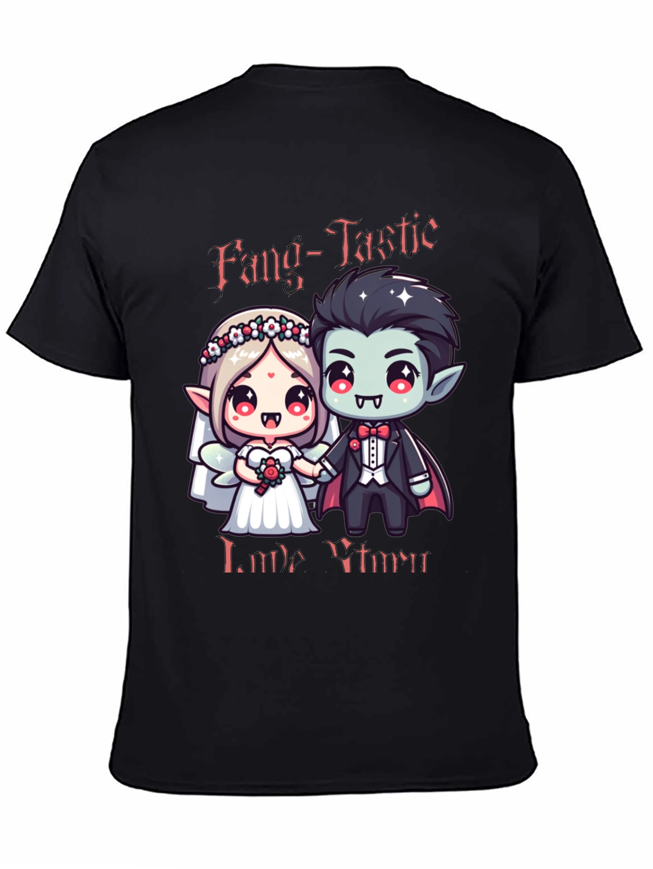 Black Fang-Tastic Vampire Couple Graphic Tee view 4