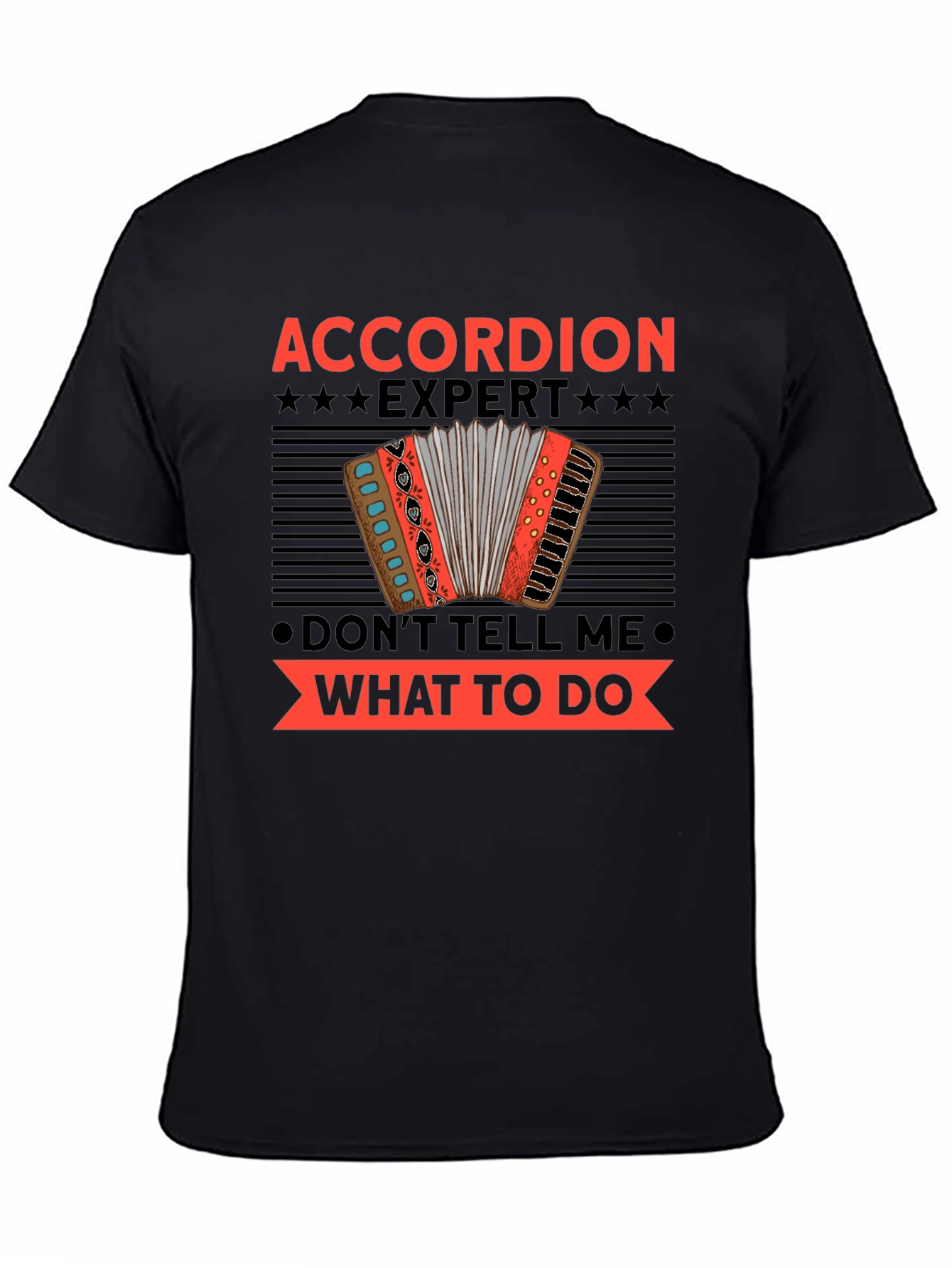 Black Accordion Expert Funny T-Shirt view 4