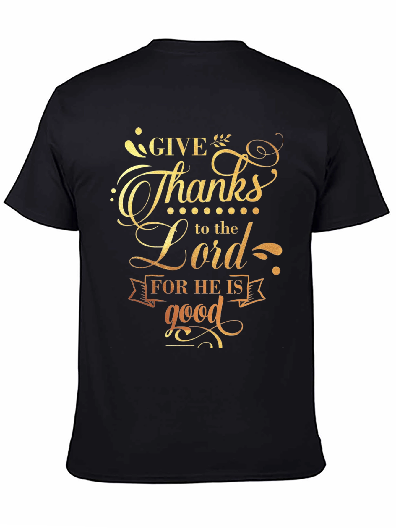 Black Give Thanks to the Lord Black Graphic T-Shirt view 4
