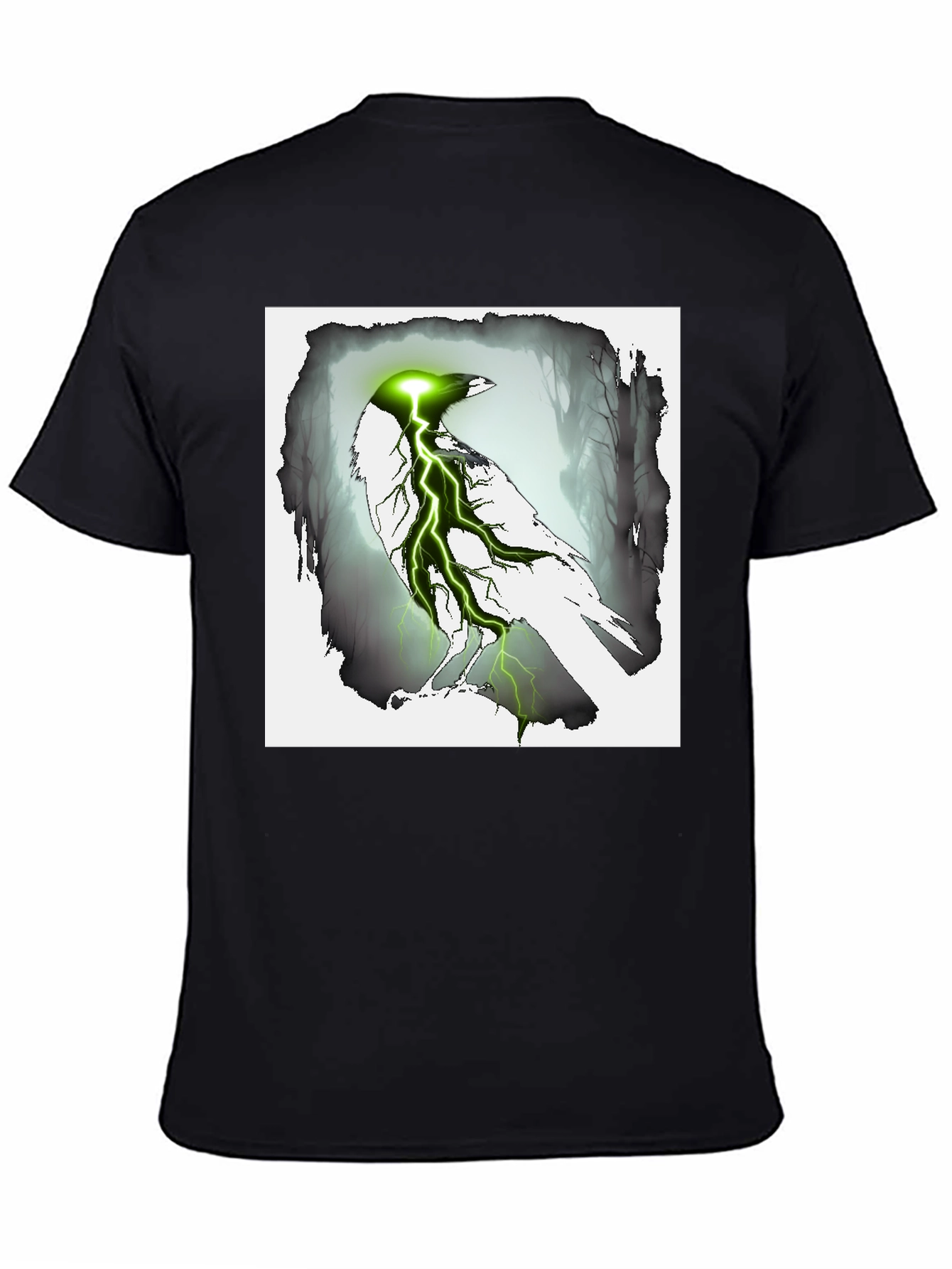 Black Electric Raven Graphic Tee - Dark Fantasy Style view 4