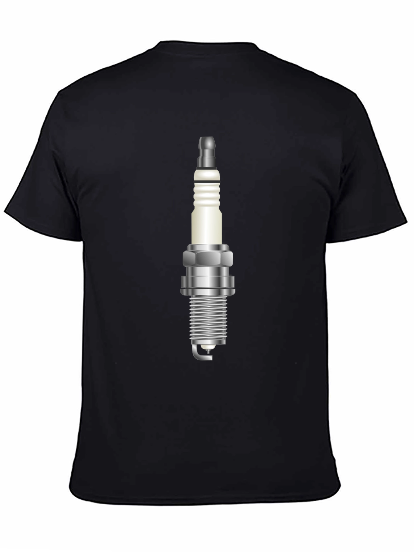Black Spark Plug Graphic Tee - Black Cotton Blend view 4