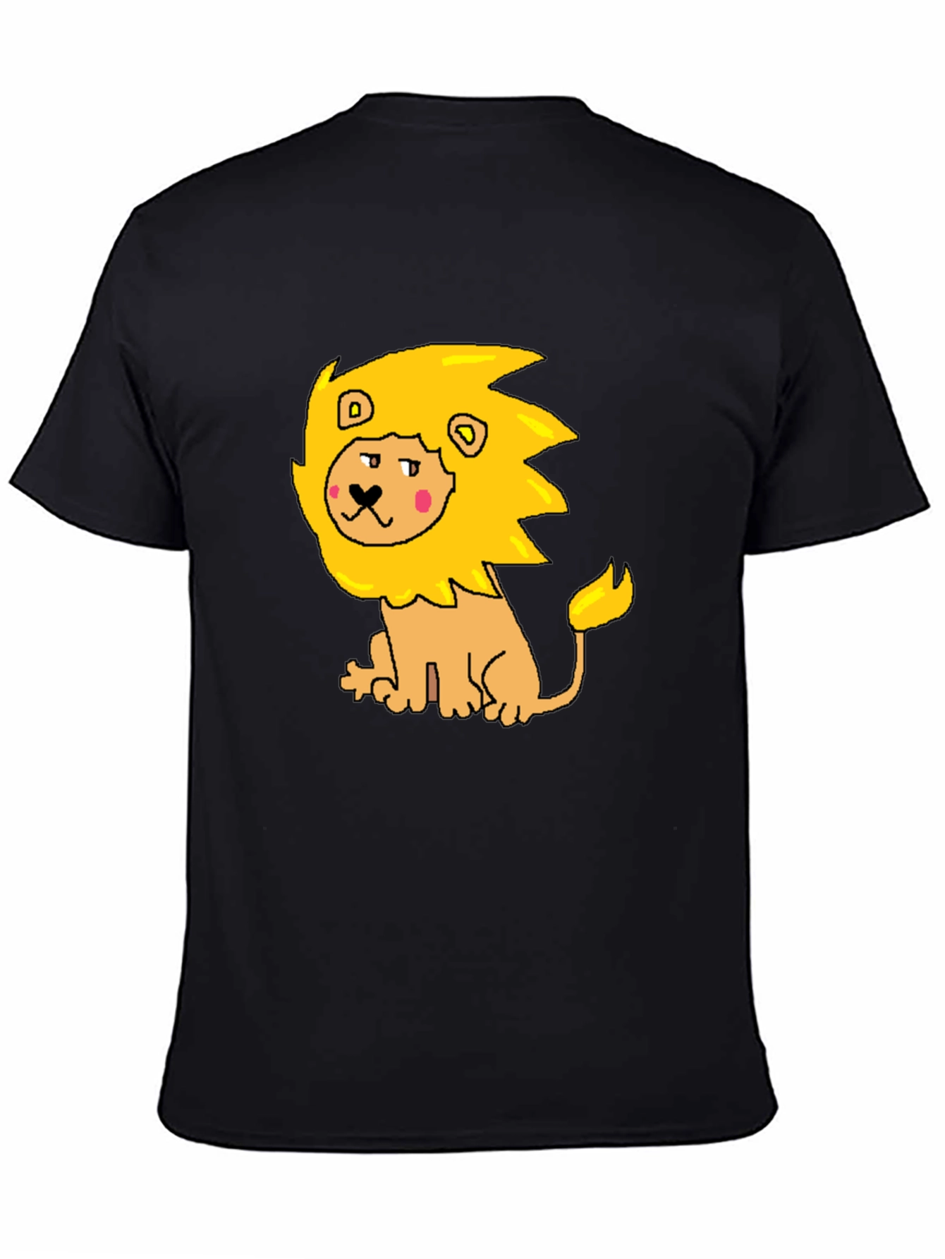 Black Cartoon Lion Graphic Tee - Men's Black T-Shirt view 4