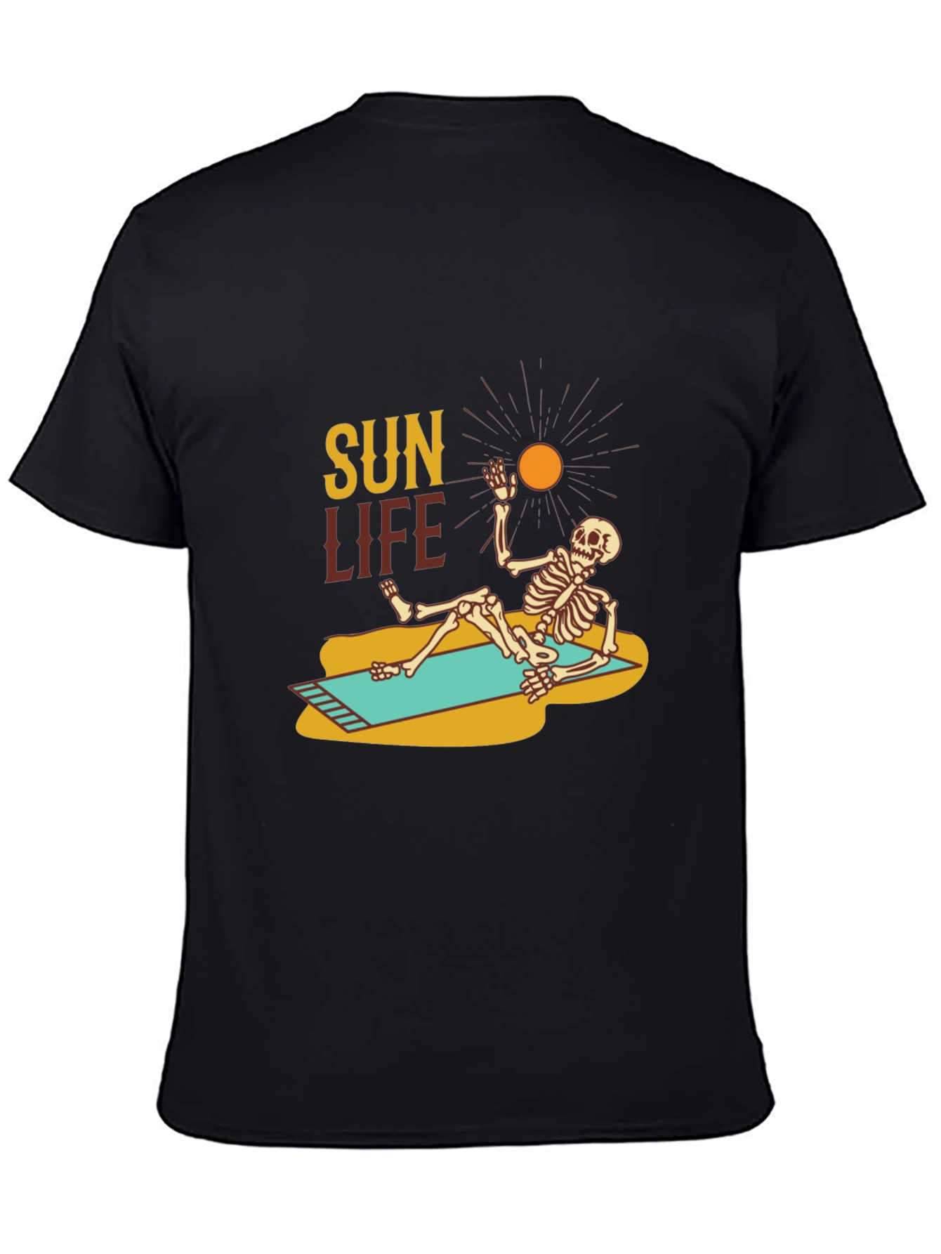 Black Sun Life Skeleton T-Shirt - Relaxed Beach Vibes view 4